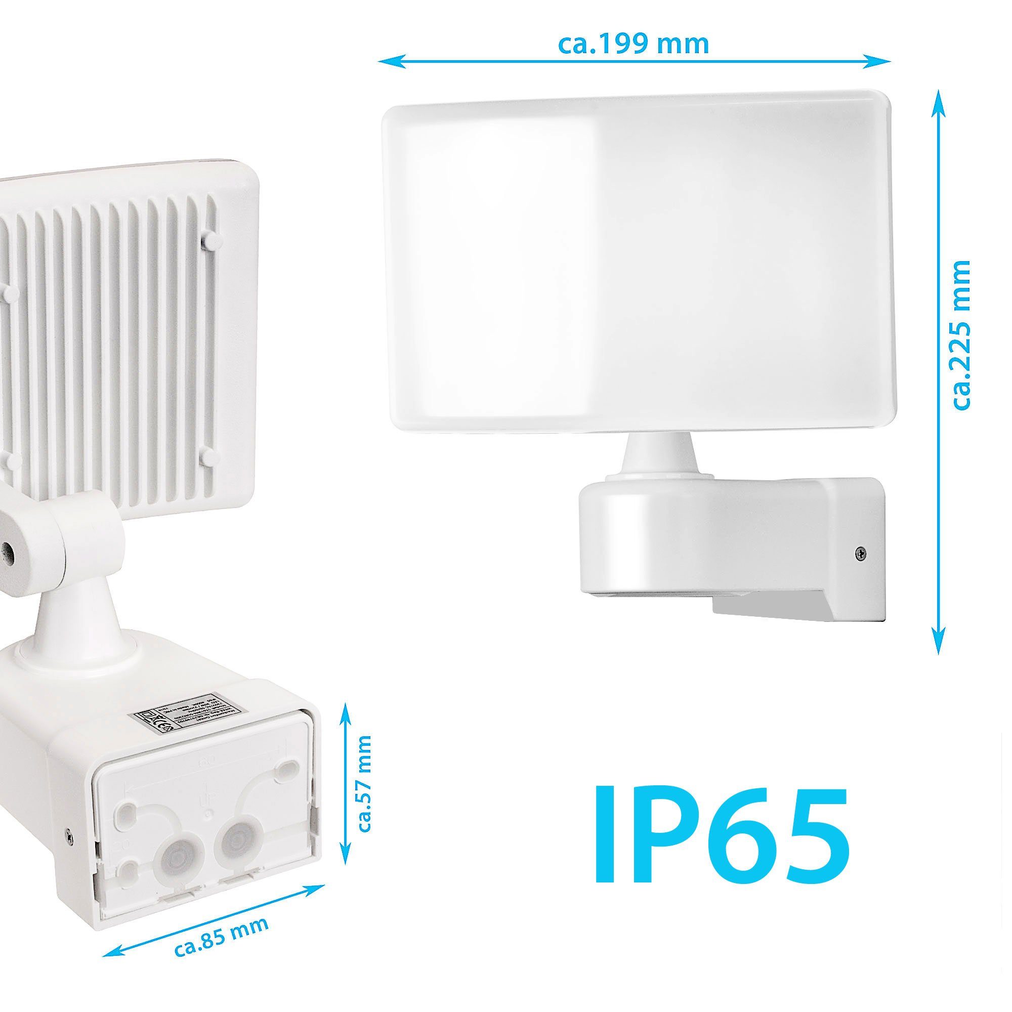 SUN2200, Bewegungsmelder, 4000K, Fluter, 30W, Baulichtstrahler, integriert, LED Strahler, ohne LED IP65, Neutralweiß, Flutlichtstrahler Maxkomfort Außenstrahler 4000K, Scheinwerfer, fest Neutralweiß, Flutlicht, LED,