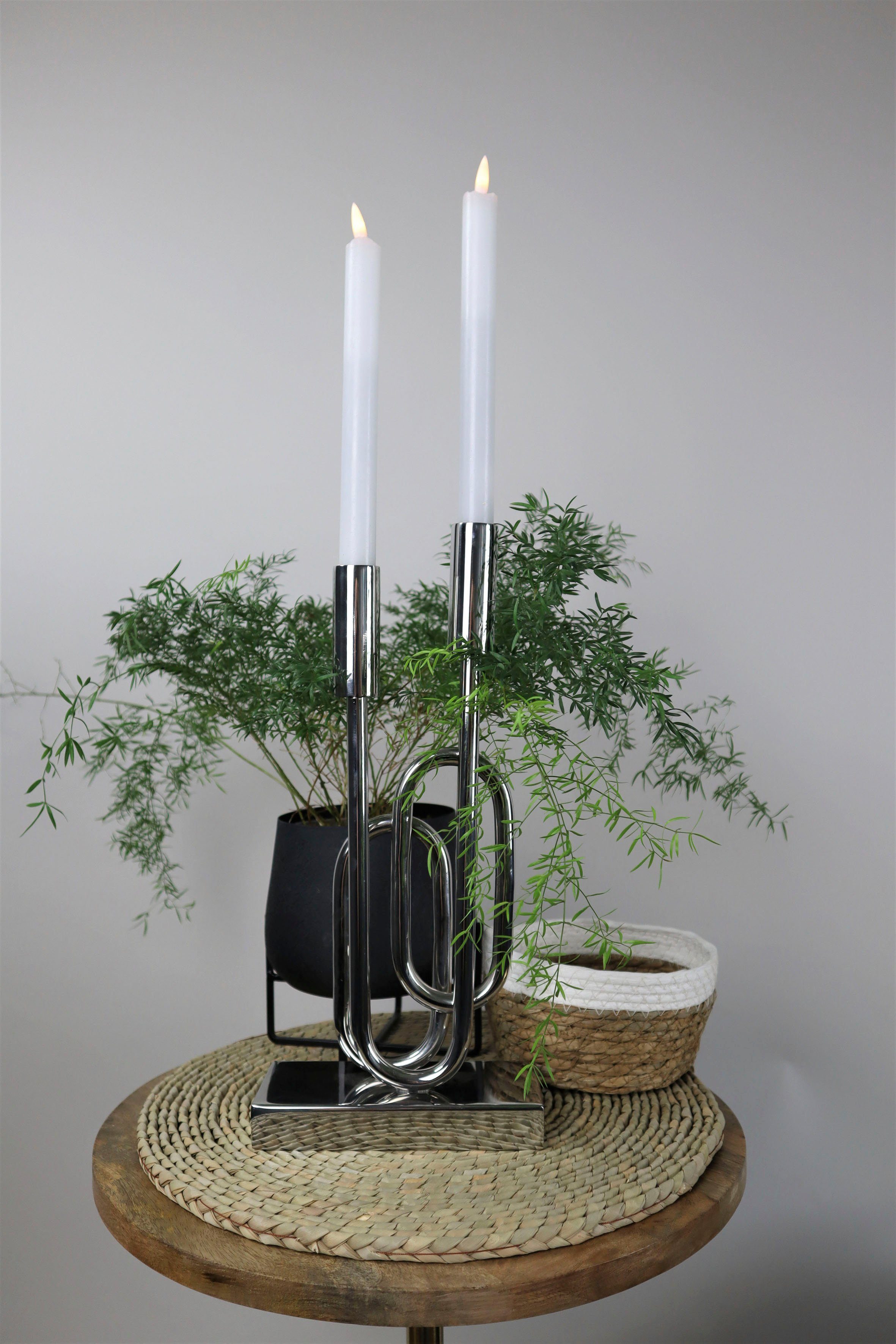 AM Design Kerzenständer aus 2 Edelstahl (1 St), Stabkerzenhalter, -flammig