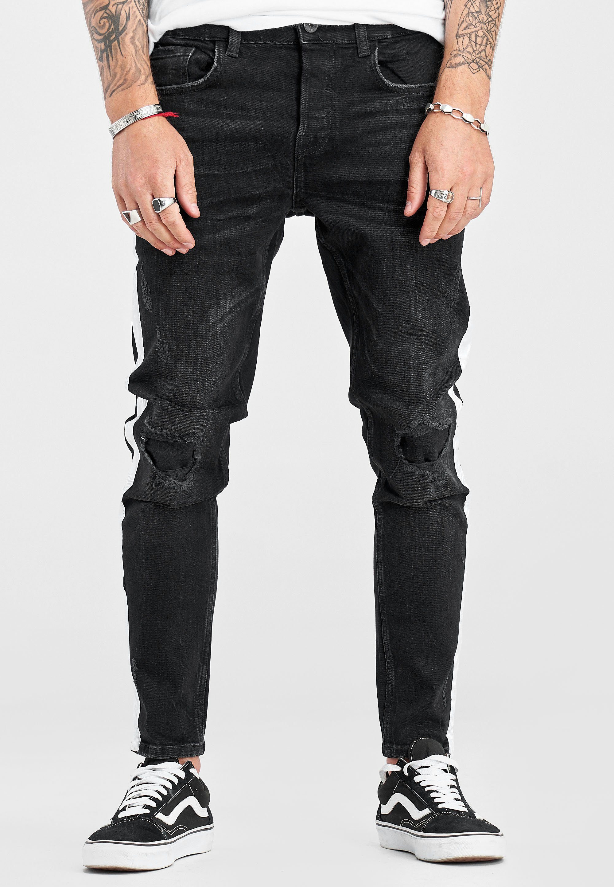 2Y Premium Slim-fit-Jeans BELAS mit trendigen Seitenstreifen | Slim-Fit Jeans