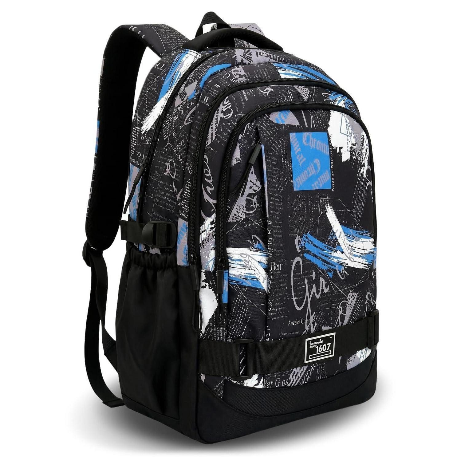 LuxusKollektion Schulranzen Schulranzen Jungen Schwarz/Blau Laptopfach 28L