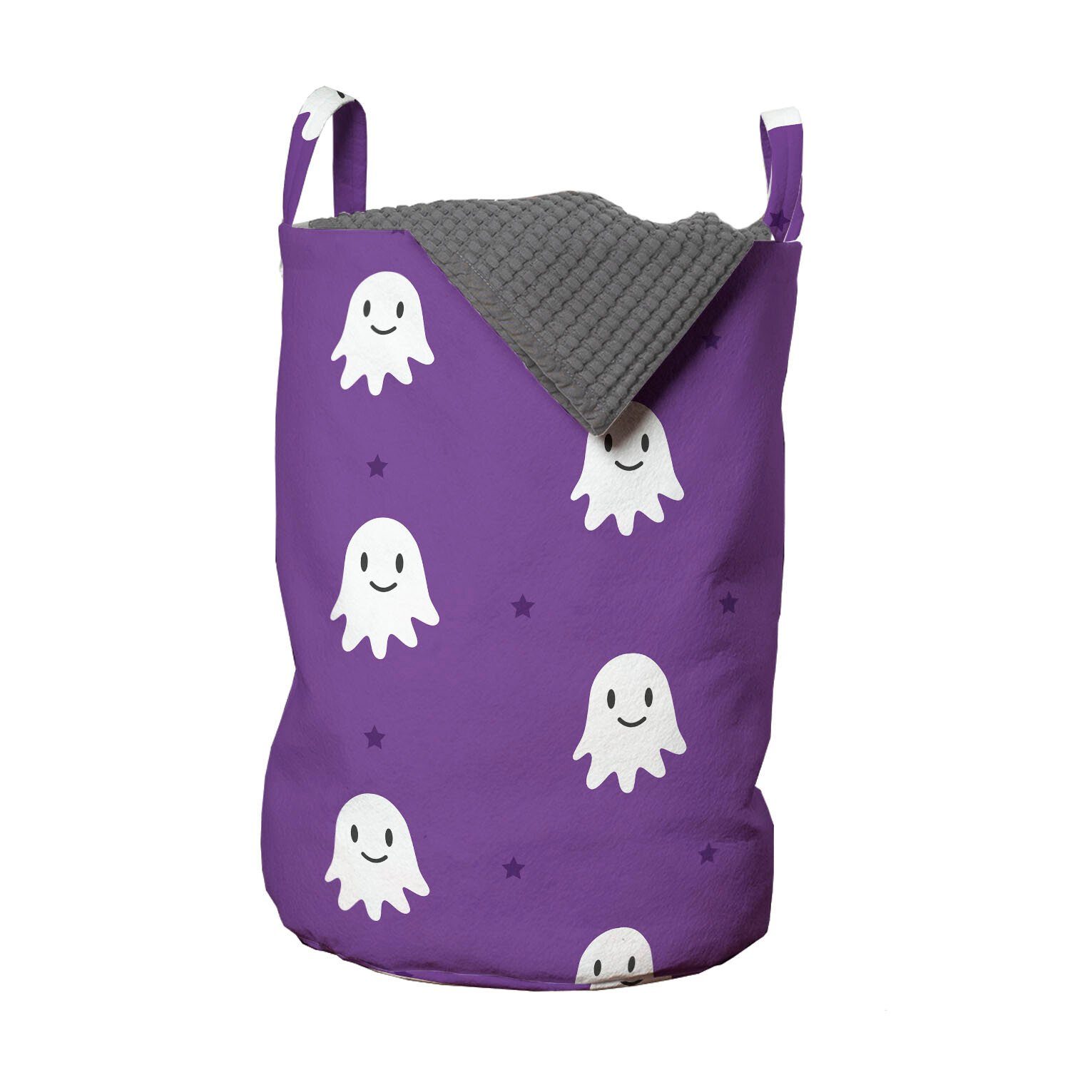 Abakuhaus Wäschesäckchen Wäschekorb mit Griffen Kordelzugverschluss für Waschsalons, Kindisch Happy Halloween Ghosts | Wäschesäcke