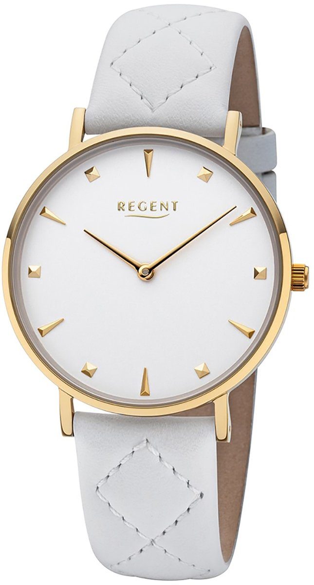 Regent Quarzuhr Regent Damen Quarz Uhr BA-577 Leder, Damen Armbanduhr rund, mittel (ca. 36mm), Lederarmband | Quarzuhren