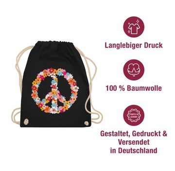 Shirtracer Turnbeutel Peace Flower Power - Hippie Peace Zeichen Friedenszeichen 90er 70er, Sprüche Statement