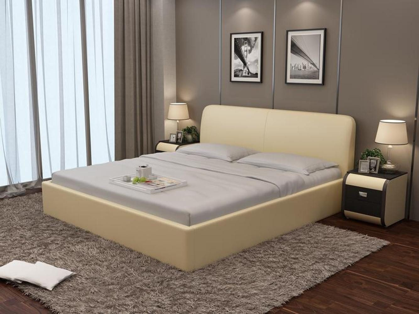 JVmoebel Kunstlederbett Designer Polsterbett LB8836 in elegantem Kunstleder (1-tlg., Bett LB8836), Made in Europa