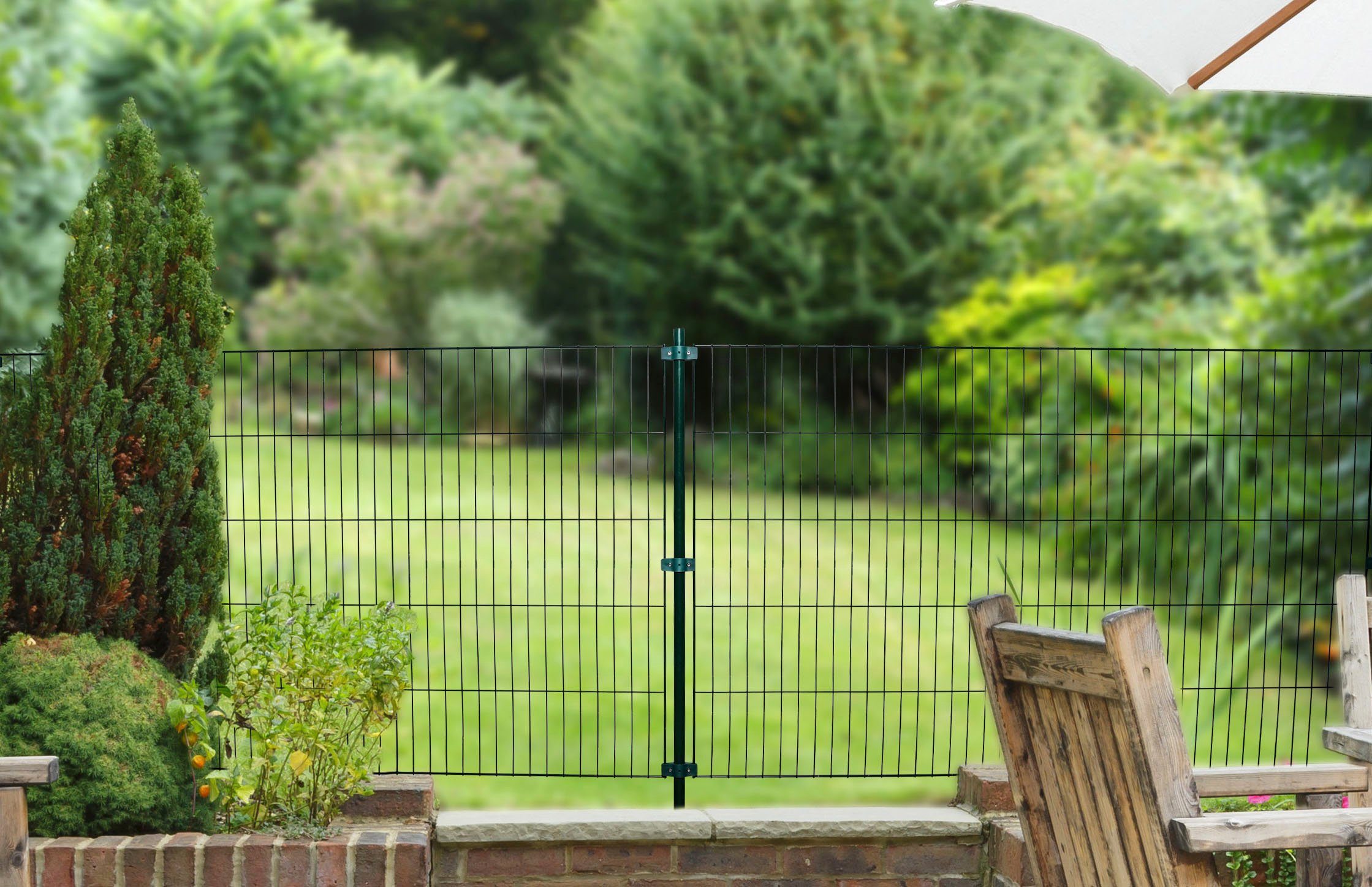 GARDEN 'N' MORE Einstabmattenzaun mit Rundpfosten, (Set), 5 Elemente