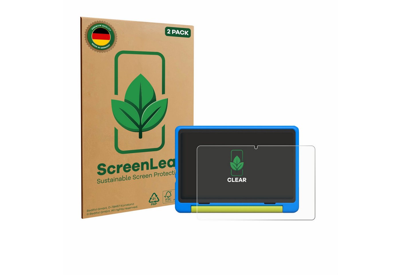 ScreenLeaf Displayschutzfolie Schutzfolie für Happybe Kids Tablet 10", 2 Stück, Displayschutz Schutz Folie Klar Transparent