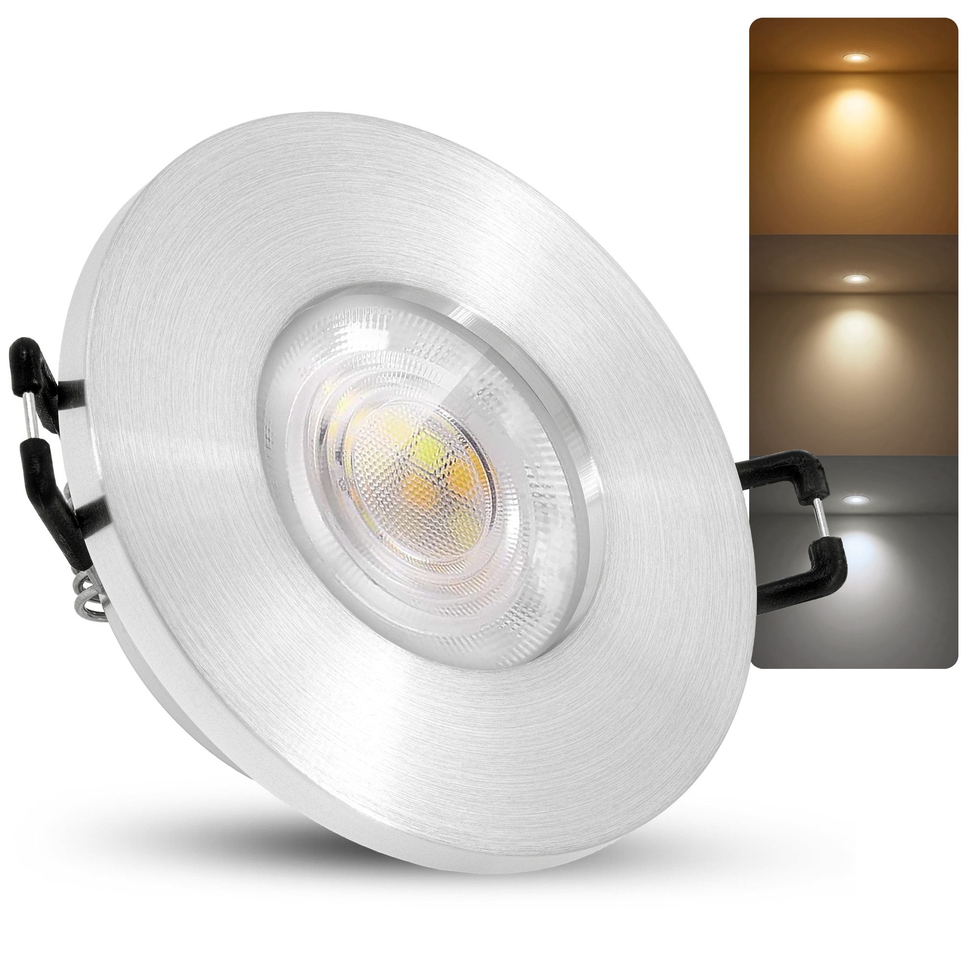 linovum LED Deckenspot ISASO Einbaustrahler außen Flach gebürstet IP65 4W warm neutral kalt, Neutralweiß, Warmweiß, Tageslichtweiß