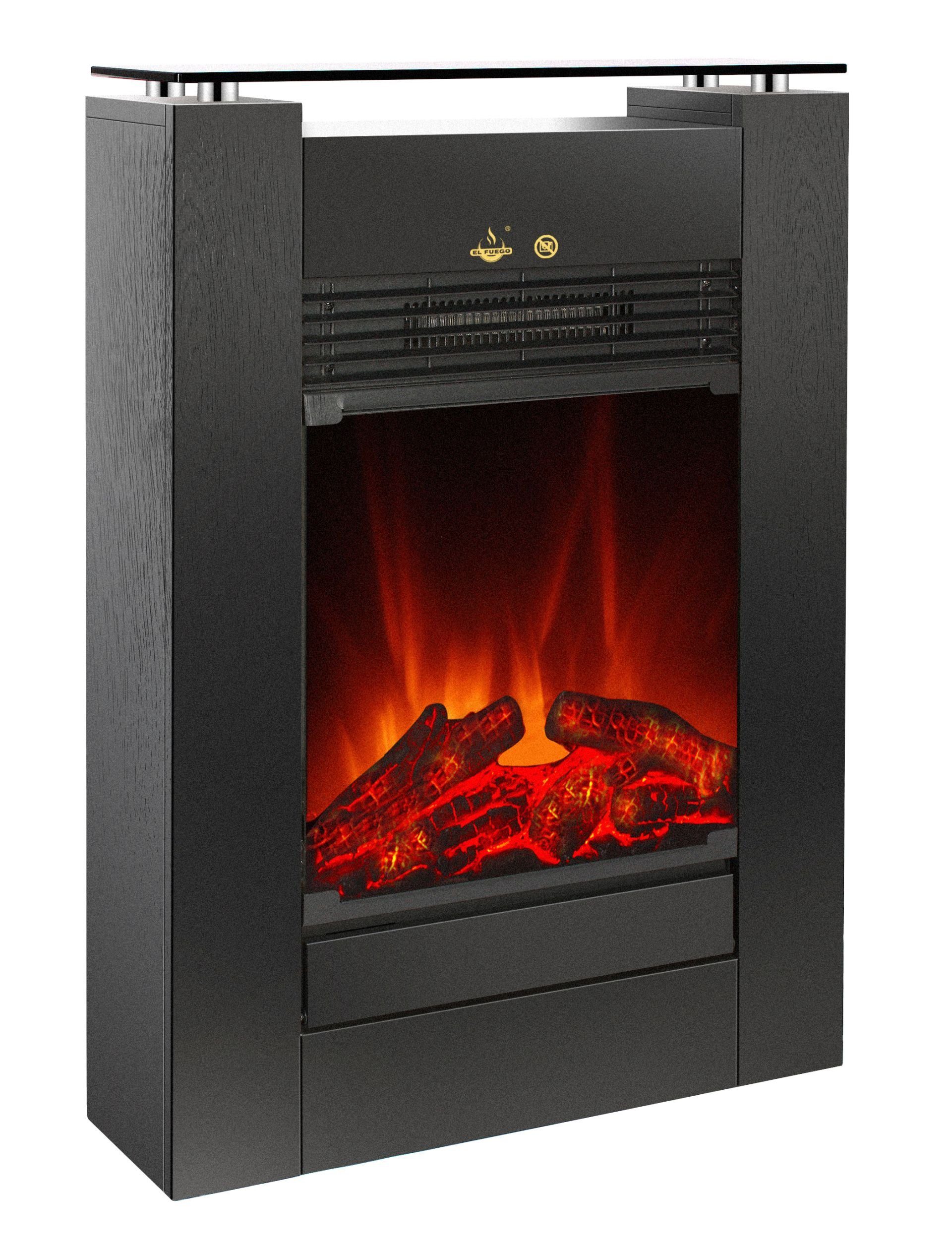 El Fuego Elektrokamin Elektrokamin "Tessin" von El Fuego®, Farbe Schwarz, LED-Beleuchtung, 2 Heizstufen, inkl. Thermostat und Timerfunktion, mit Dimmerfunktion