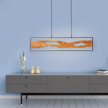 Lightbox Deckenleuchte, LED fest integriert, warmweiß, LED Hängelampe, 150 cm Höhe, höhenverstellbar, 2300 lm, warmweiß, Holz