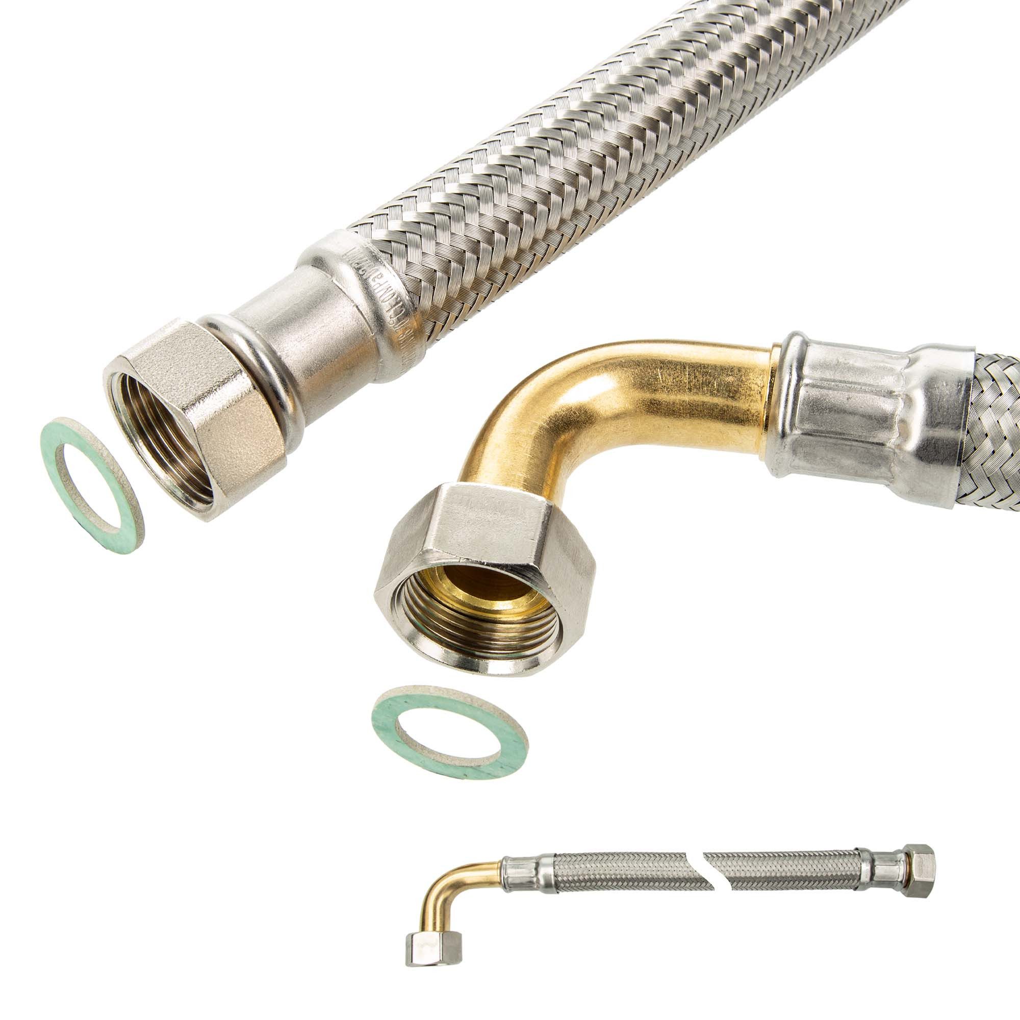 tecuro Flexschlauch Flexschlauch IG x IG mit Bogen 90° - für Sanitär & Heizung