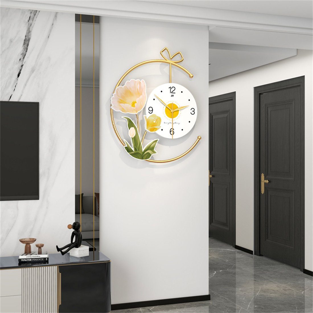 DÖRÖY Wanduhr 50cm Moderne stille für Wanduhr, Wohnzimmer,Uhr das Wanduhr Dekorative