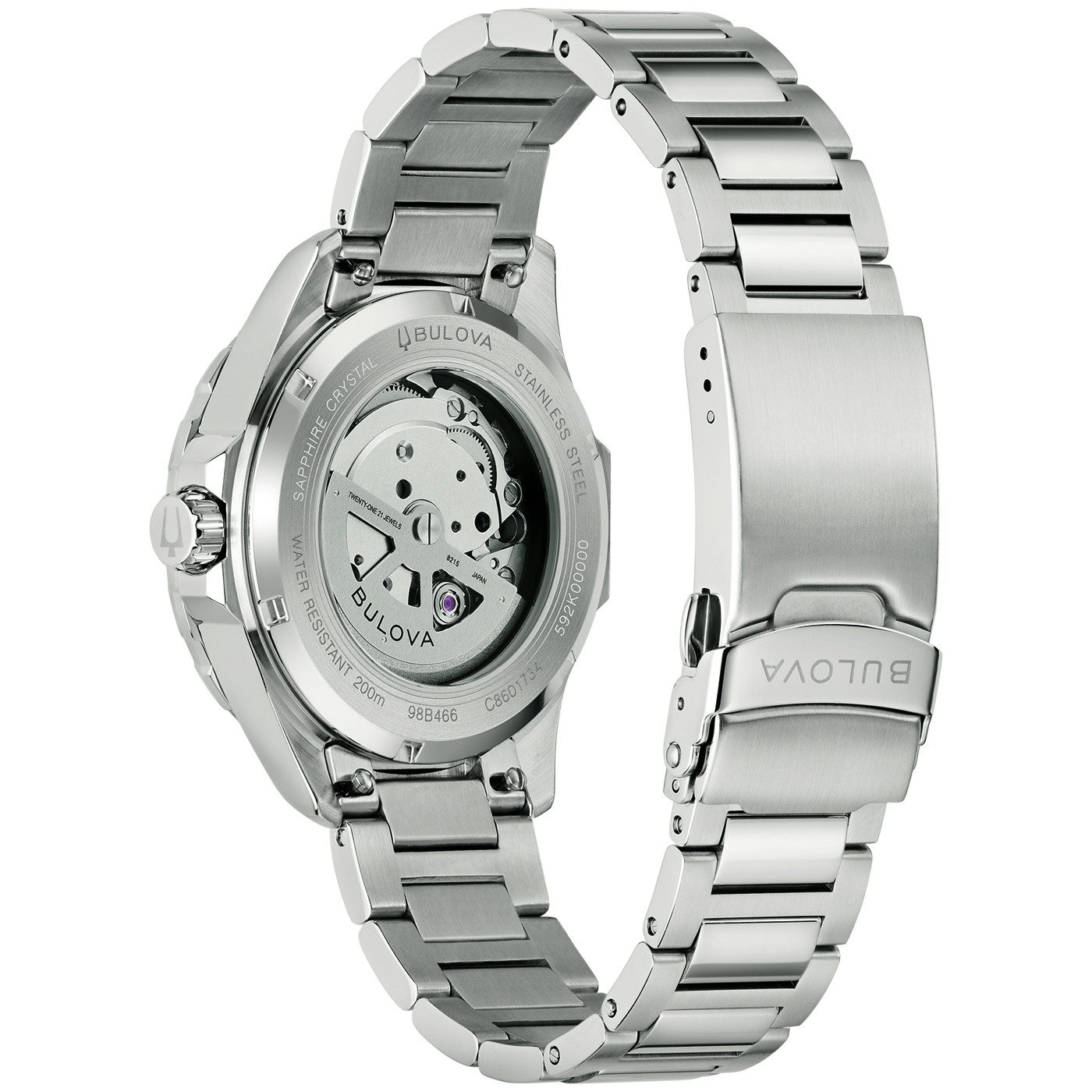 Bulova Mechanische Uhr Marine Star 98B466, Armbanduhr, Herrenuhr, Edelstahlarmband, analog, Big Date