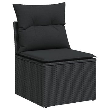 vidaXL Gartenlounge-Set 10-tlg. Garten-Sofagarnitur mit Kissen Schwarz Poly Rattan, (1-tlg)