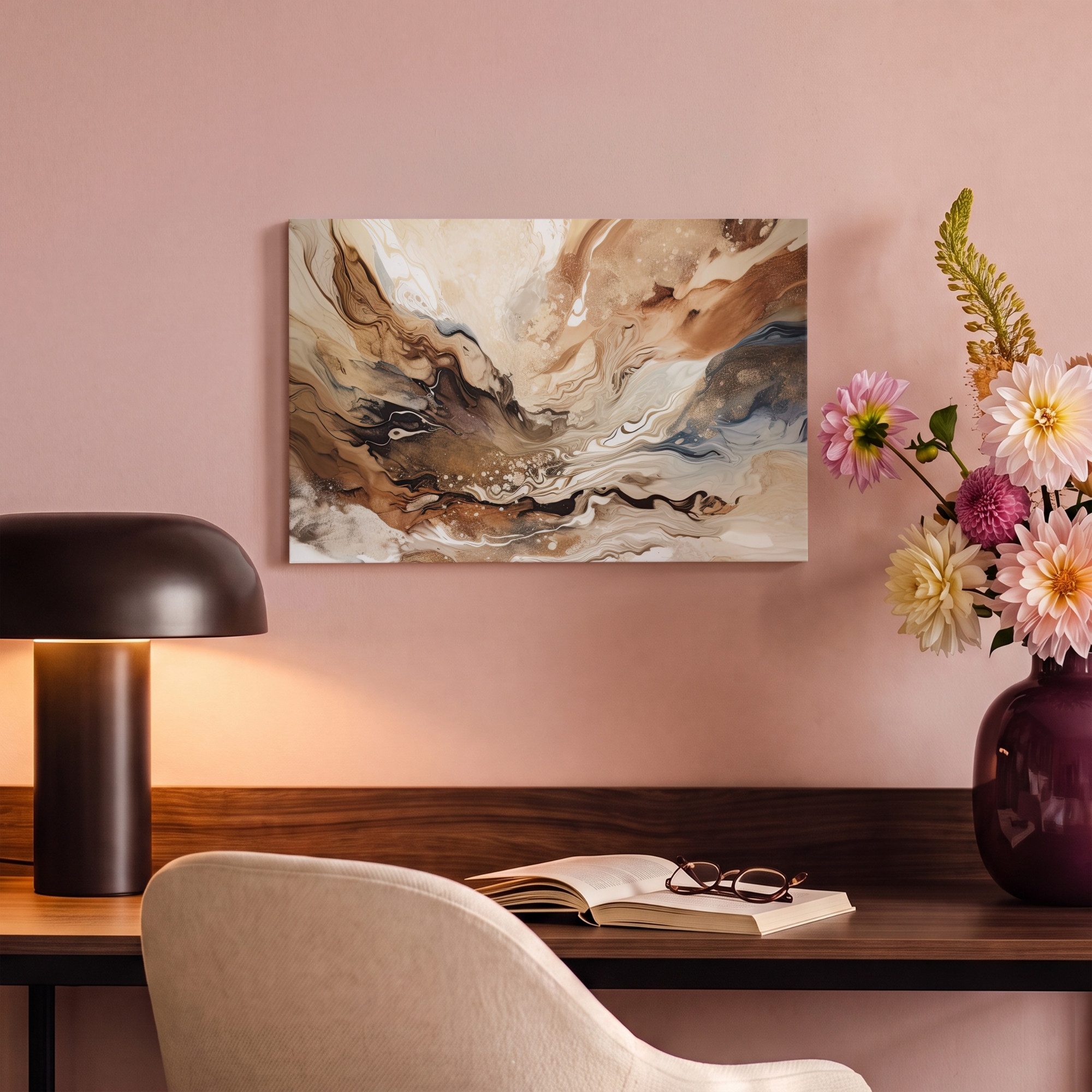 OneMillionCanvasses® Leinwandbild Abstrakt - Kunst - Farbe - Beige - Modern, Fotodruck (1 St), Leinwand Bilder Klein, Wand Dekoration Aesthetic 30x20 cm – Bild 4 von 5