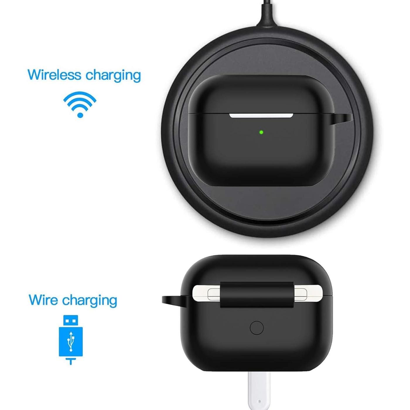 CoolGadget Kopfhörer-Schutzhülle Basic Silikon Hülle für AirPods Pro 2 Schutzhülle mit Karabiner, Soft Touch Case, stoßfest, rutschfest, 360° Schutz, kabellos l – Bild 5 von 5