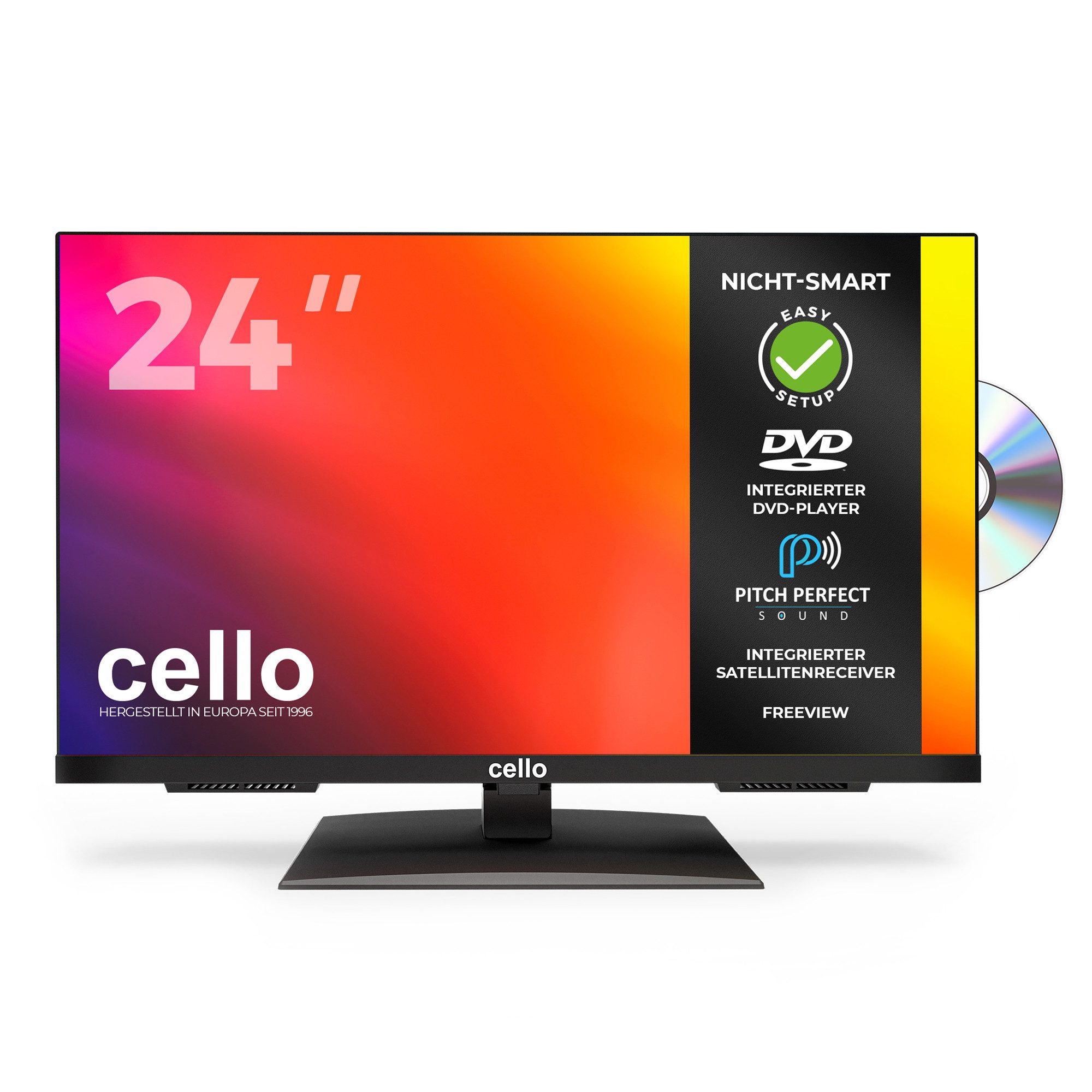 Cello C2424F LED-Fernseher (60 cm/24 Zoll, Full HD, nein, Integrierter DVD‑Player, Perfect Pitch Sound, Triple Tuner)