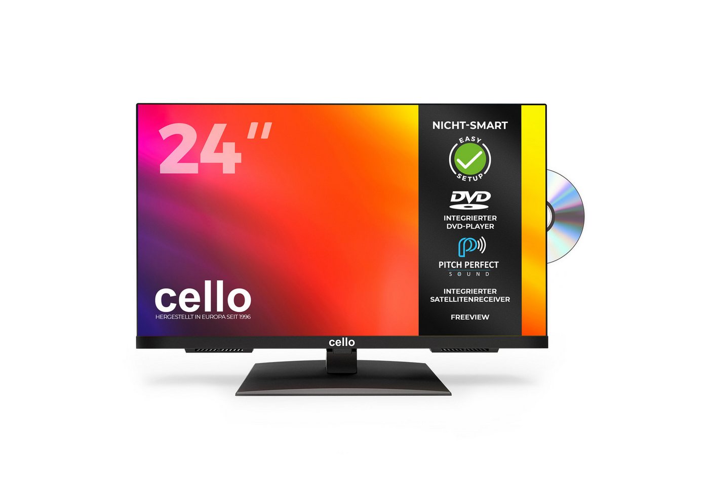 Cello C2424F LED-Fernseher (60 cm/24 Zoll, Full HD, nein, Integrierter DVD‑Player, Perfect Pitch Sound, Triple Tuner)