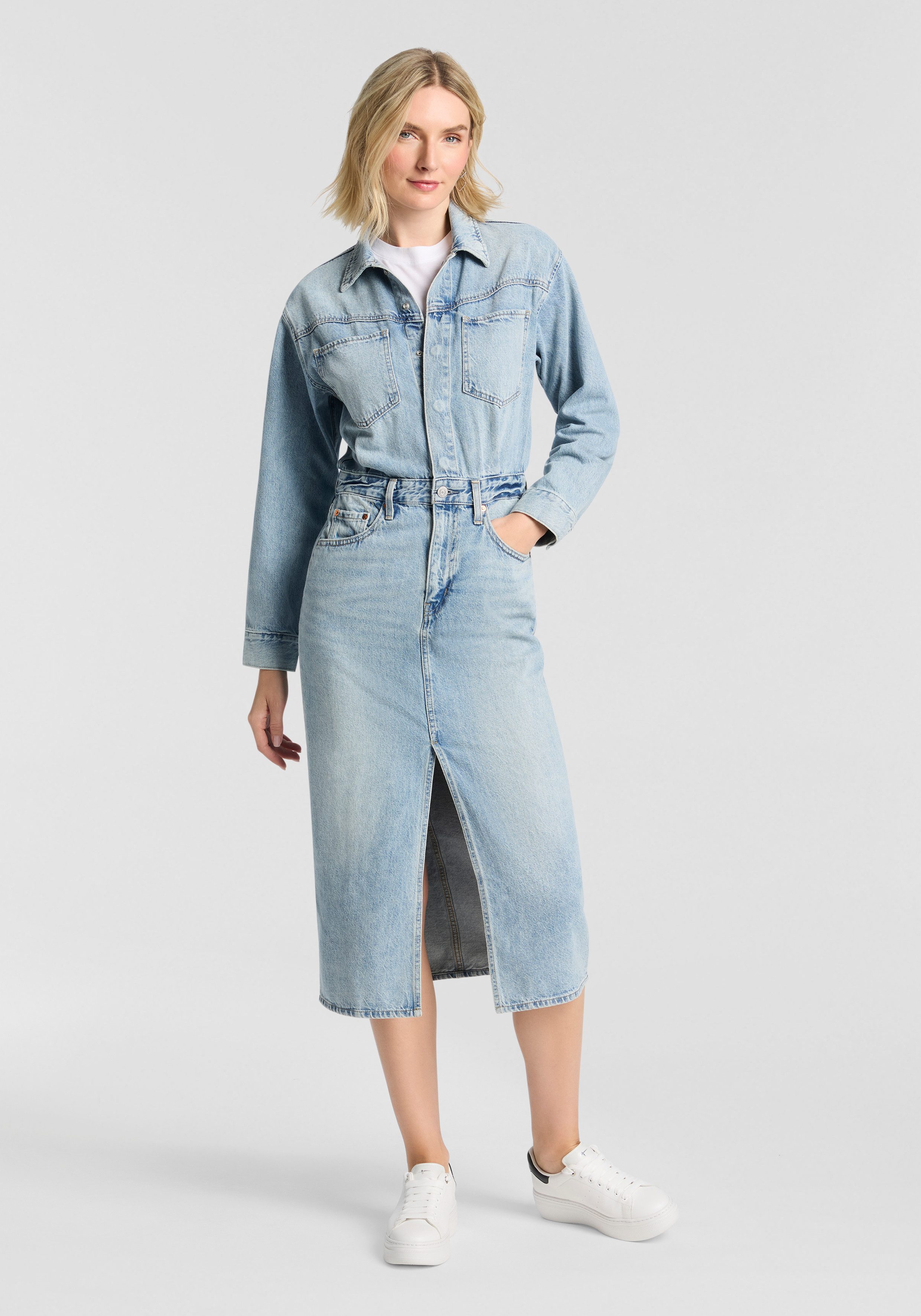 Levi's® Jeanskleid WESTERN DENIM MID Denim-Midi-Hemdkleid
