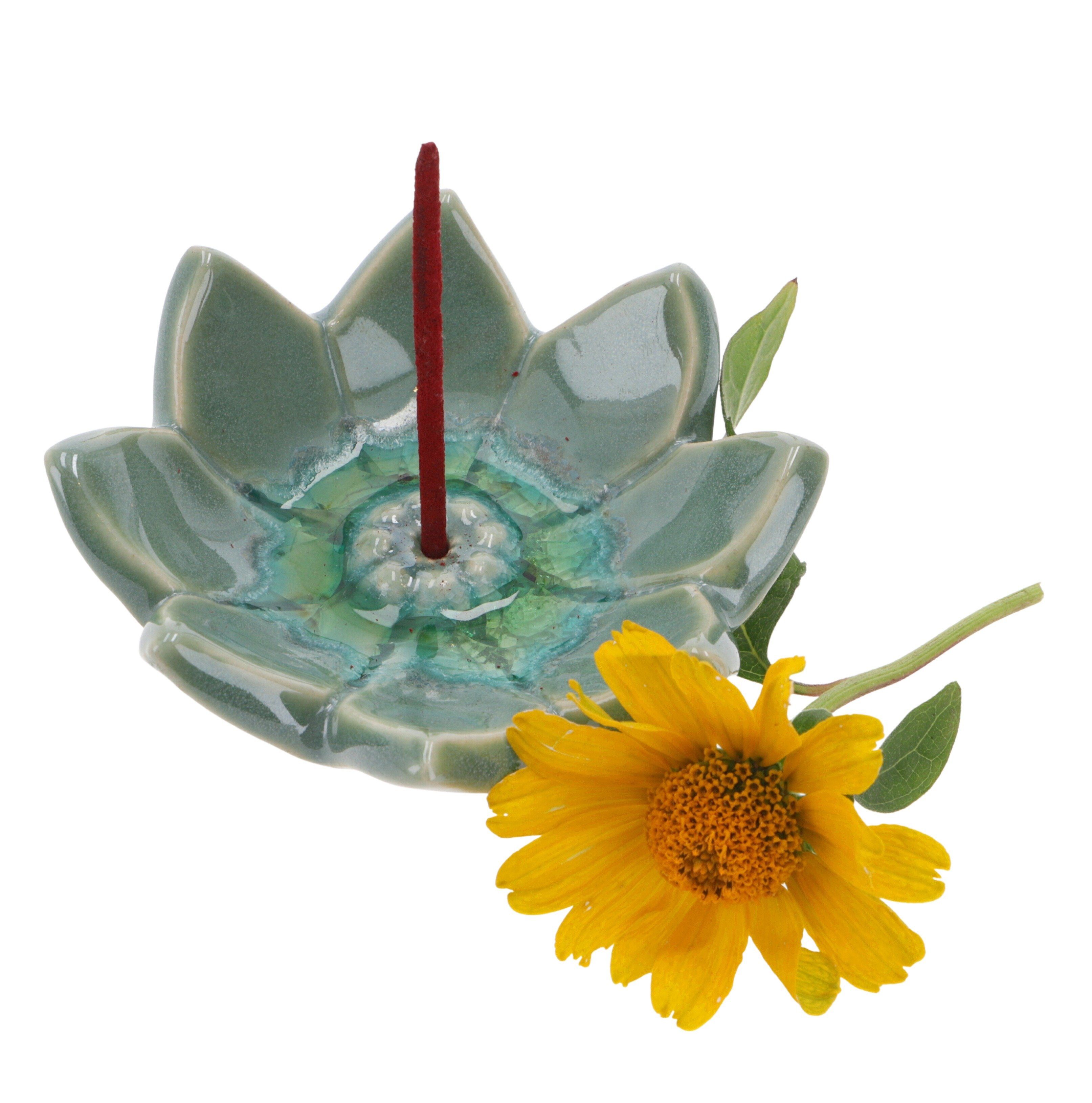 Guru-Shop Räucherstäbchen-Halter Keramik Räucherteller xl` `Lotusblüte 23 Modell 