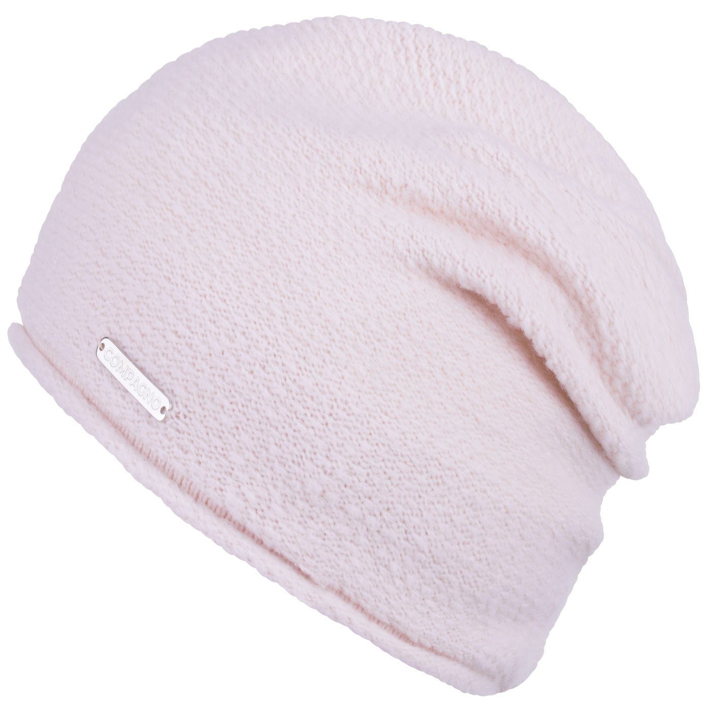 compagno Strickmütze (1-St) Klassische Fleecefutter Beanie Damen Wintermütze rose Strickmütze gefüttert