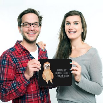 Mr. & Mrs. Panda Mauspad Faultier Zufrieden - Schwarz - Geschenk, Faultier Geschenk, relaxen, (1-St), Made in Germany