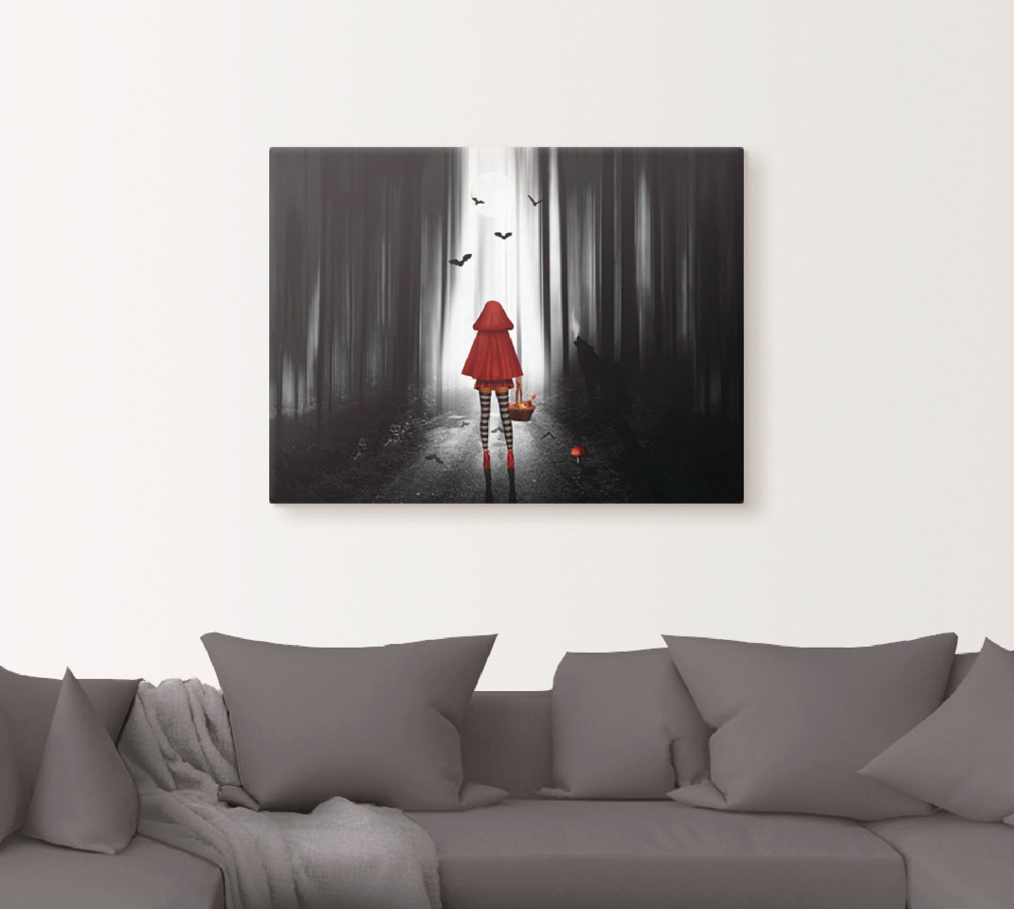 Artland Leinwandbild Das Rotkäppchen auf High Heels, Dark Fantasy (1 St), auf Holzrahmen gespannt