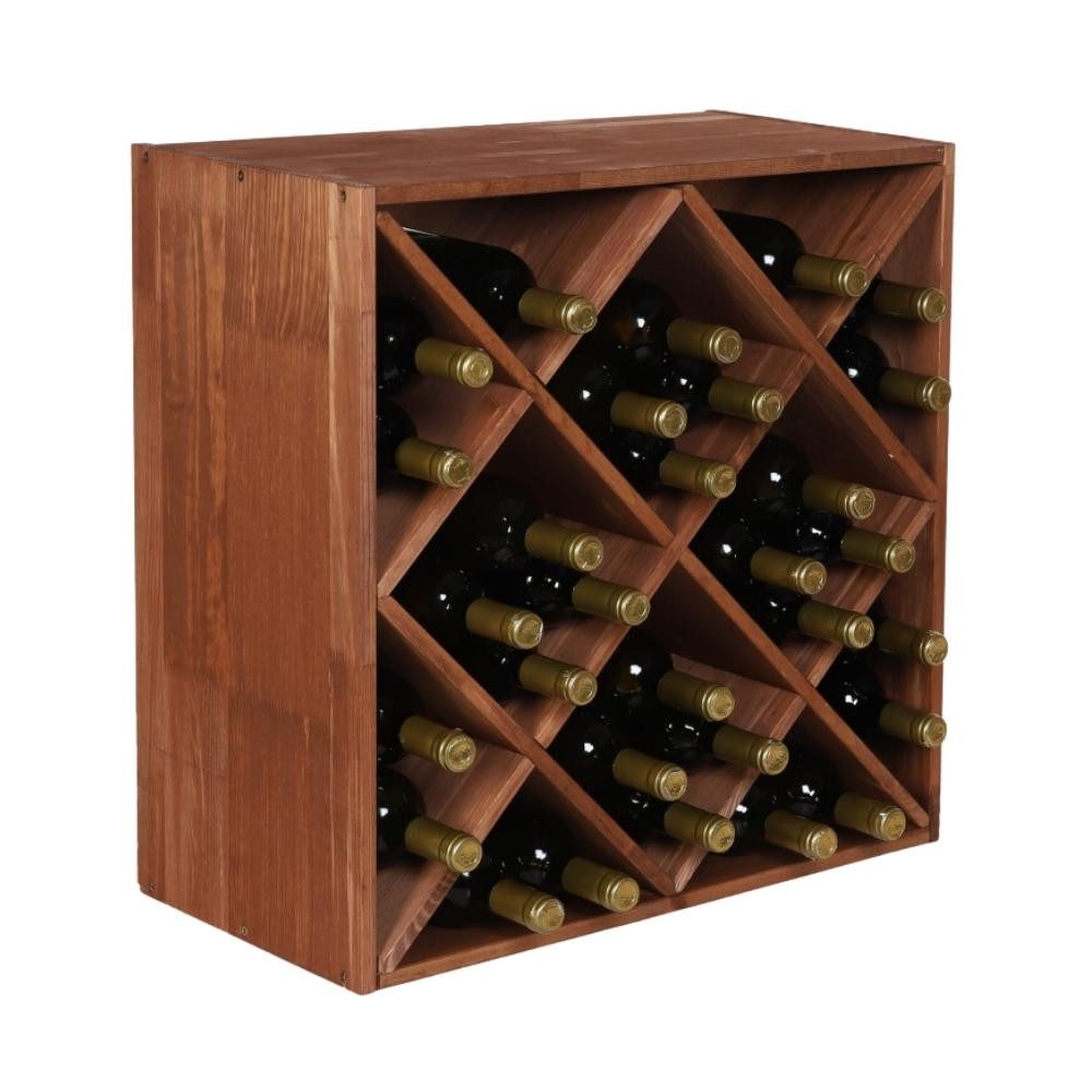 Weinregal VINCELLAR MOD, HxBxT 60x60x30cm, Raute für 30 Flaschen, Braun geölt