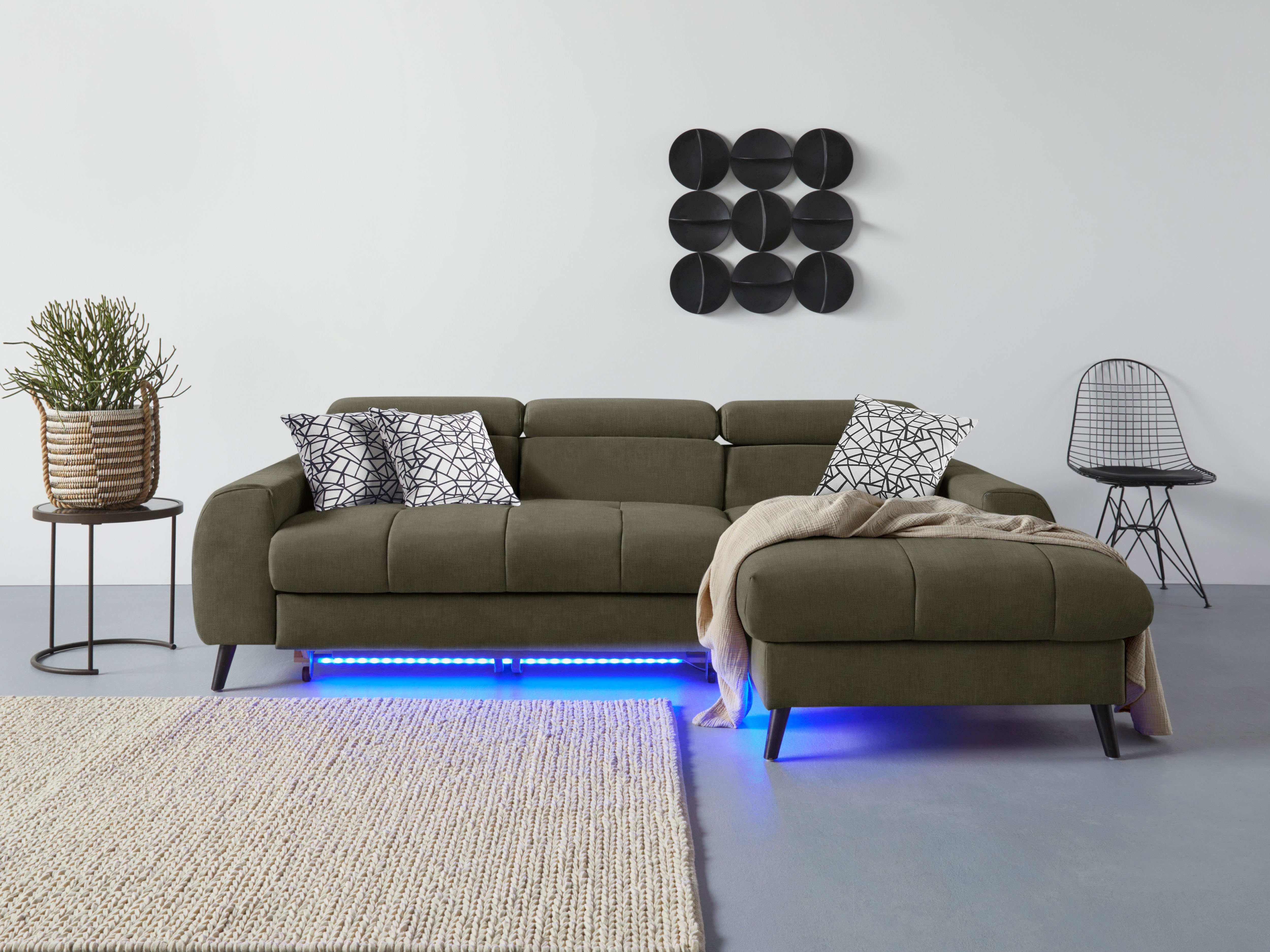 COTTA Ecksofa "Mia L-Form mit 3 Zierkissen", wahlweise mit Bettfunktion, Be günstig online kaufen