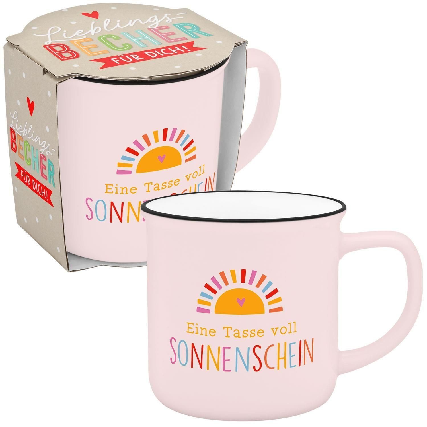 Sheepworld Tasse Becher in Emailloptik ""Eine Tasse voll Sonnenschein""