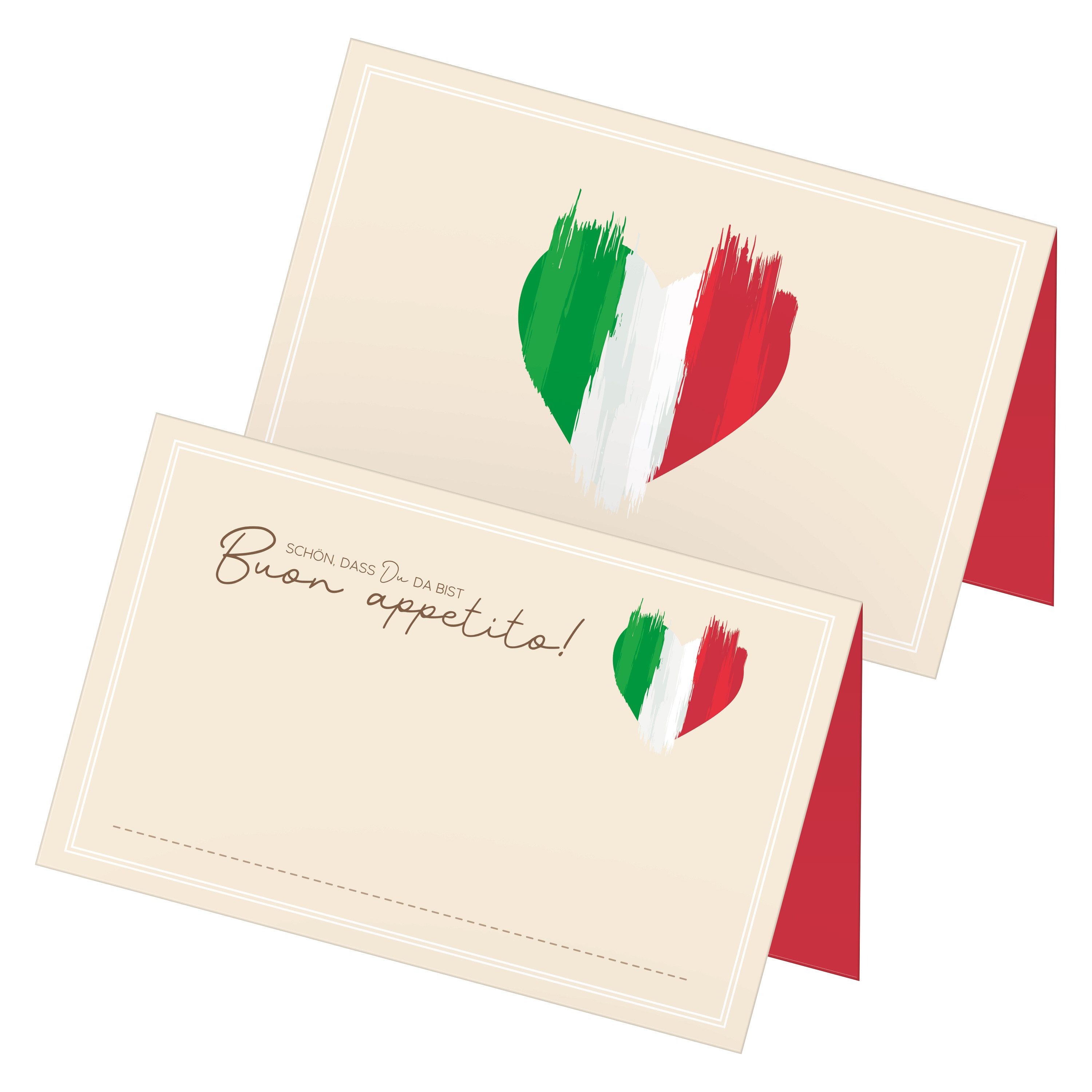 itenga Papierdekoration itenga 48x Tischkarten Platzkarten ITALIEN, Motiv mit italienischer F