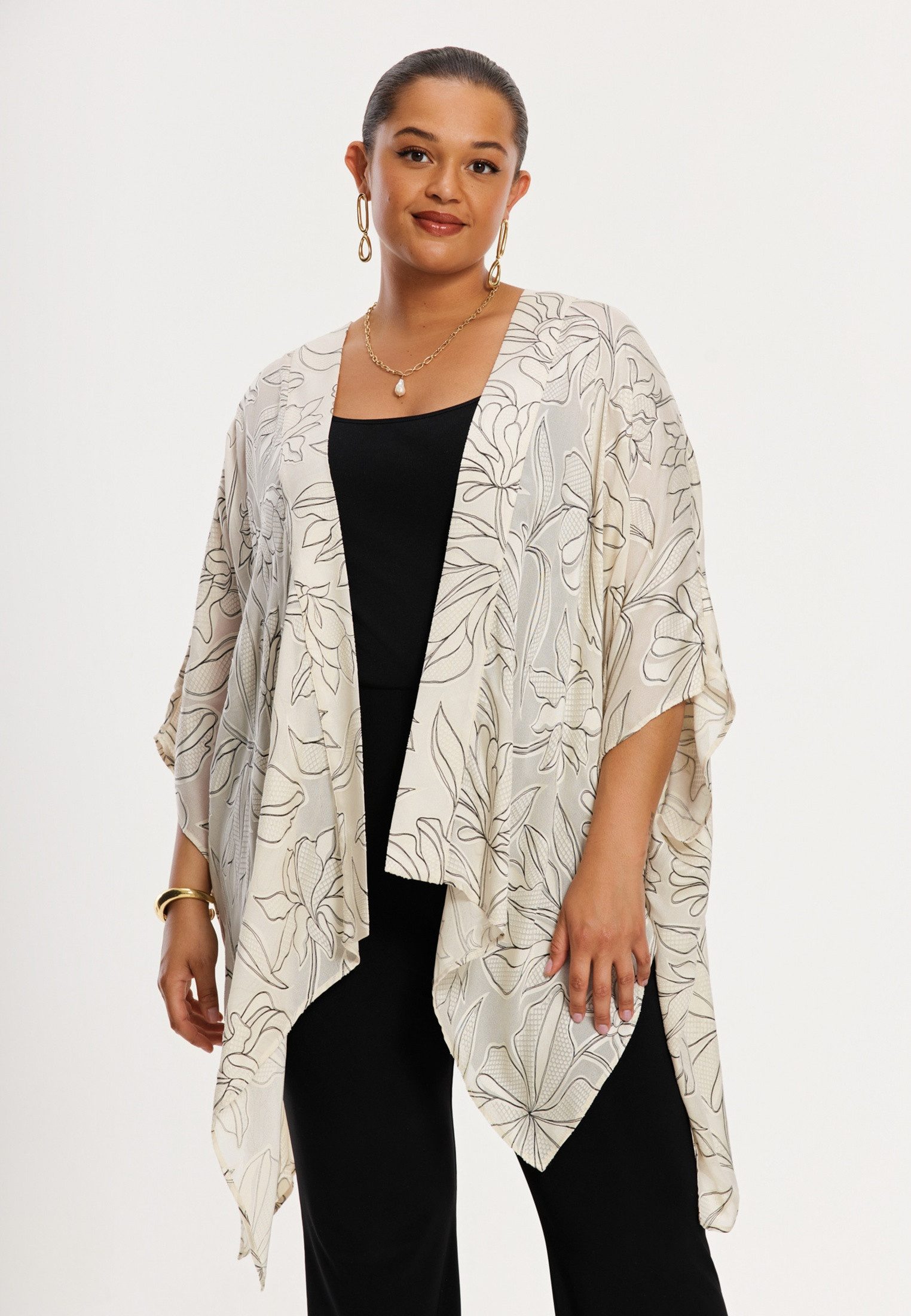 YOEK Cardigan Damen Kimono mit Druck