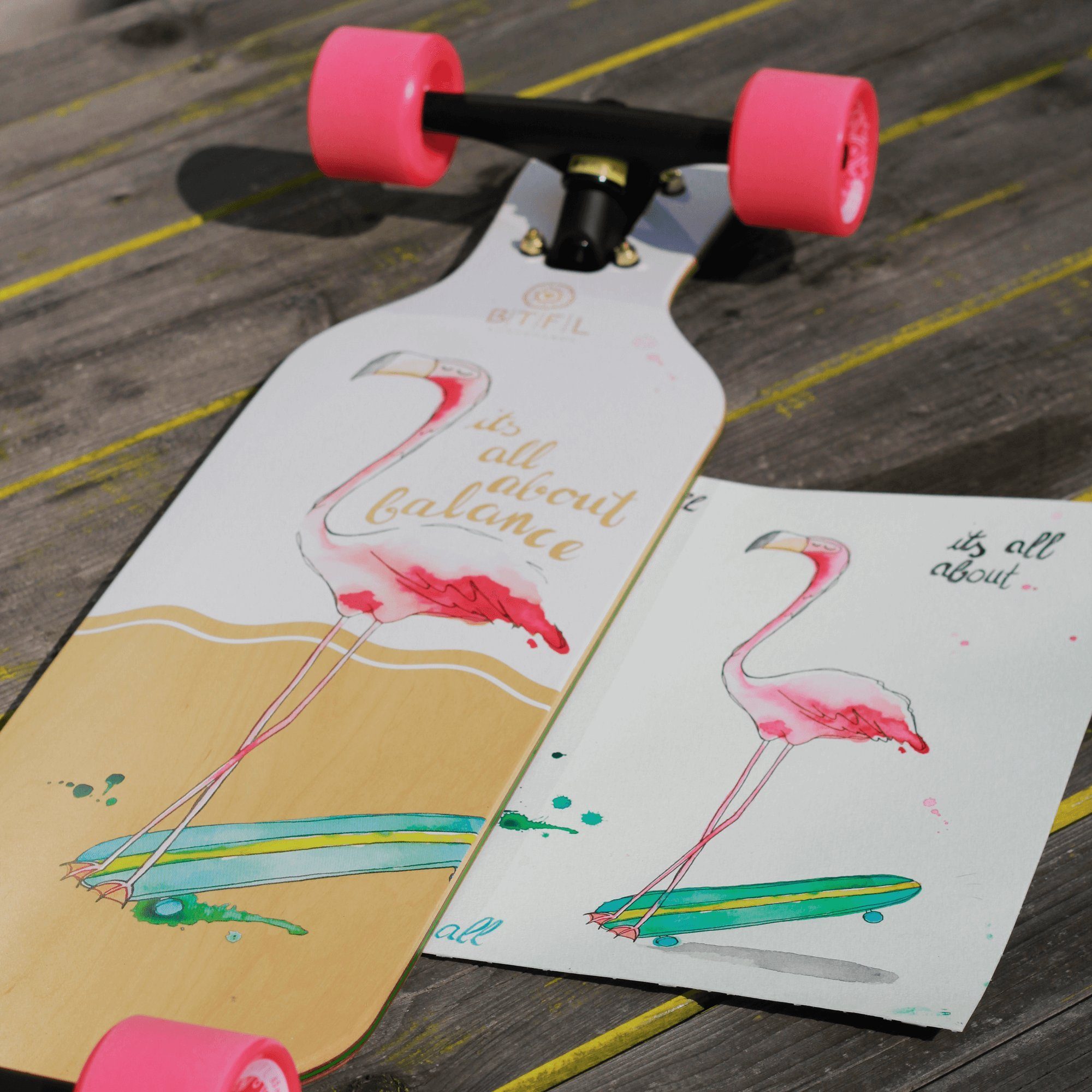 BTFL Longboard TIFFY - Kinder Longboard Flamingo (1-St)