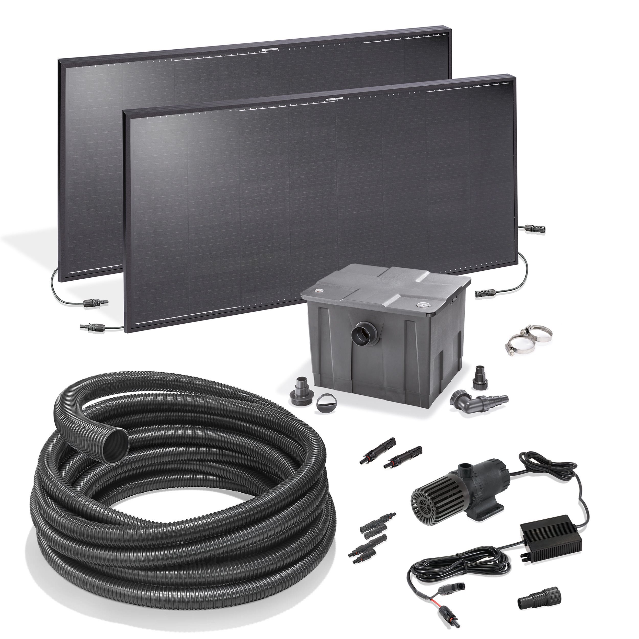 esotec Teichfilter 270/8000 Solar Durchlauffilter-Set Pumpe 8000l/h Module 2x135Wp 101270