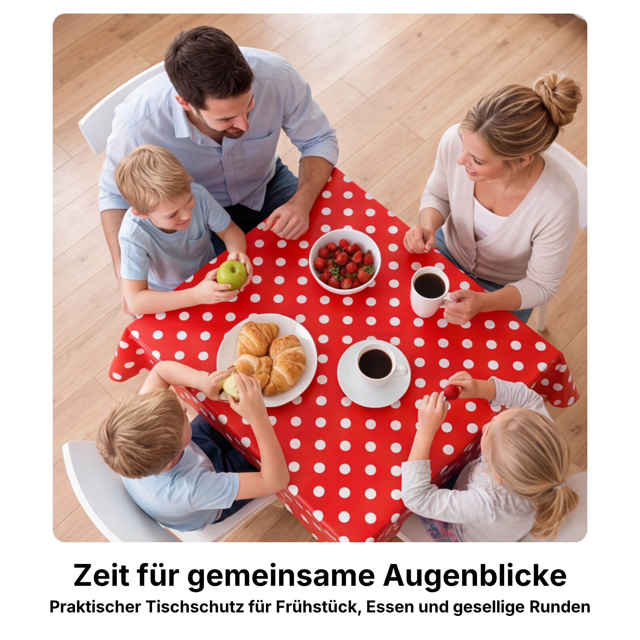 Melody Gartentischdecke Wachstuch Tischdecke Gartentischdecke Punkte rot abwaschbar eckig, fleckenabweisend, wasserabweisend, Glattes Gewebe