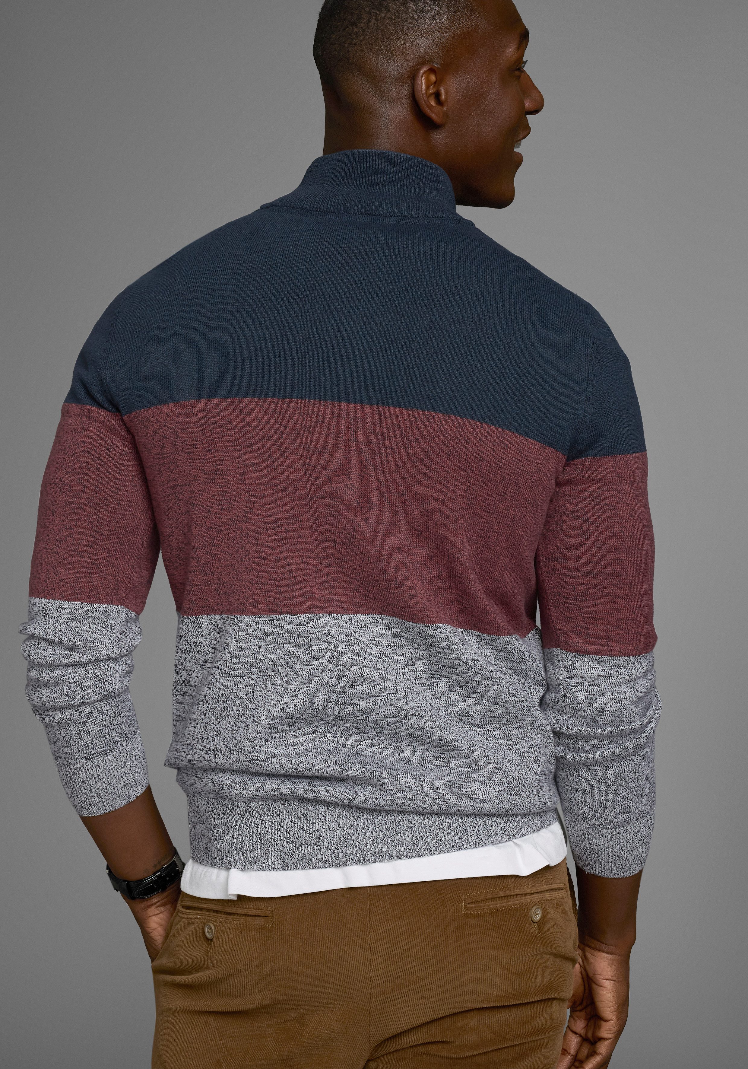 Man's World Troyer Bis Größe 5 XL mit Blockstreifen