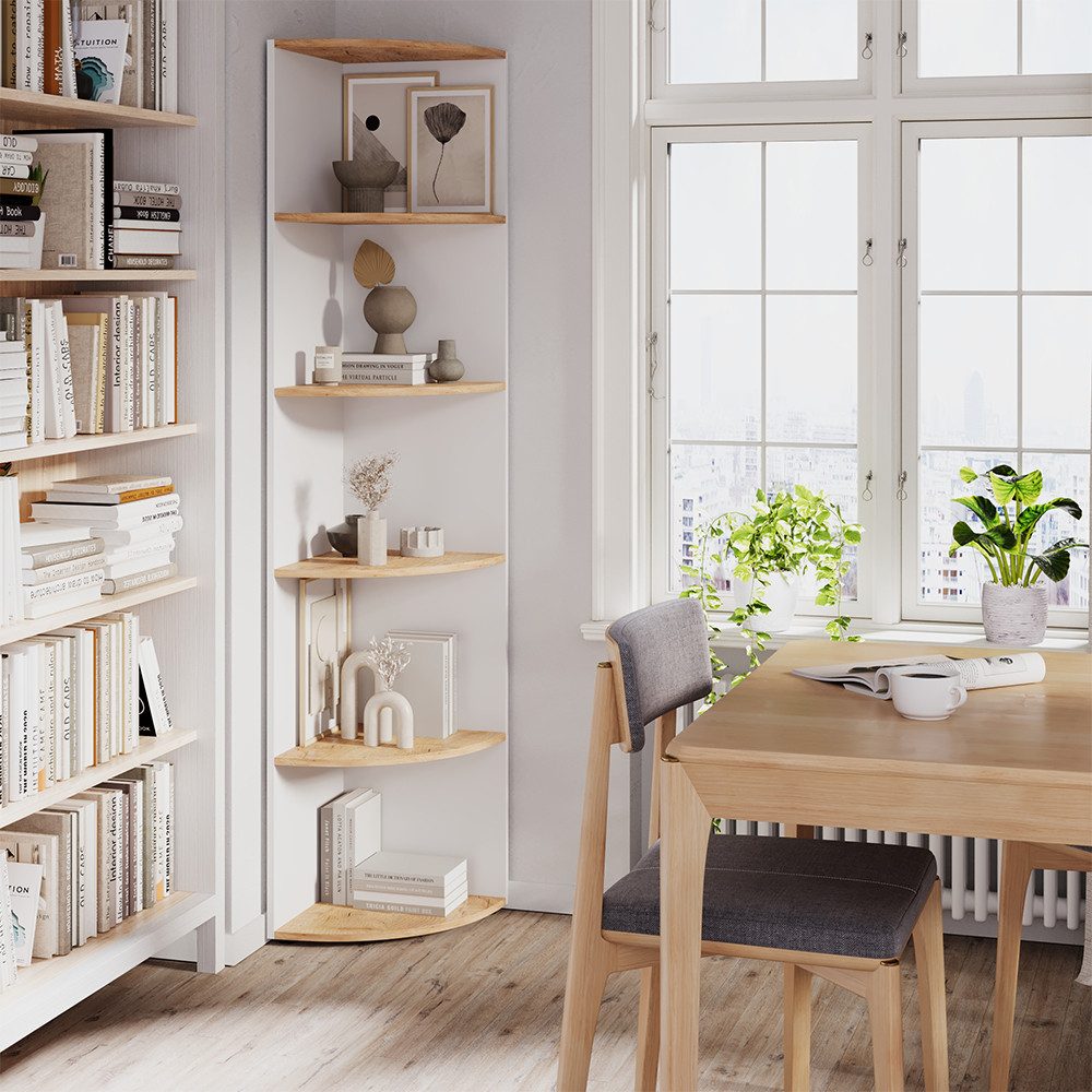 Vicco Eckregal Ecki, Weiß/Goldkraft Eiche, 40 x 180.6 cm günstig online kaufen