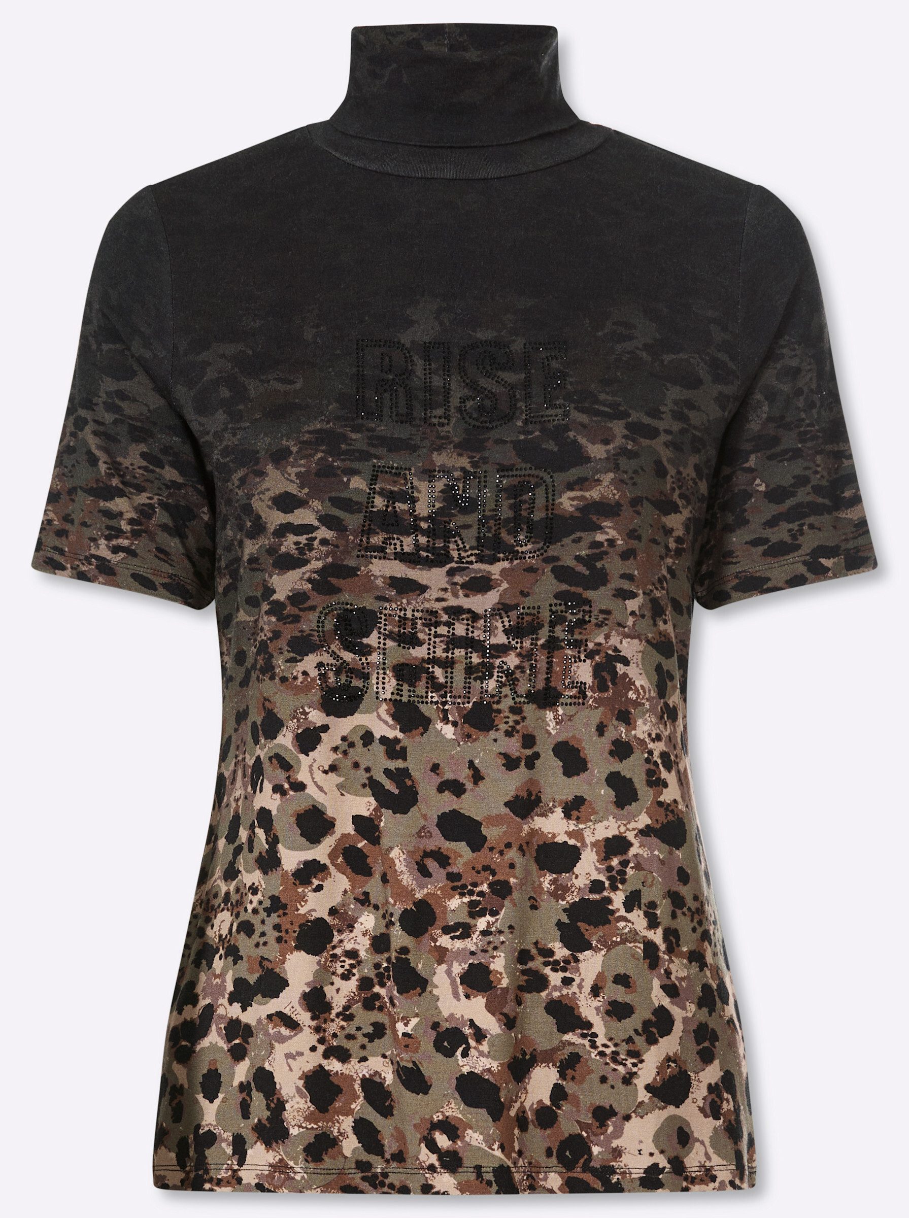 T-Shirt Rollkragen-Shirt Kurzarm