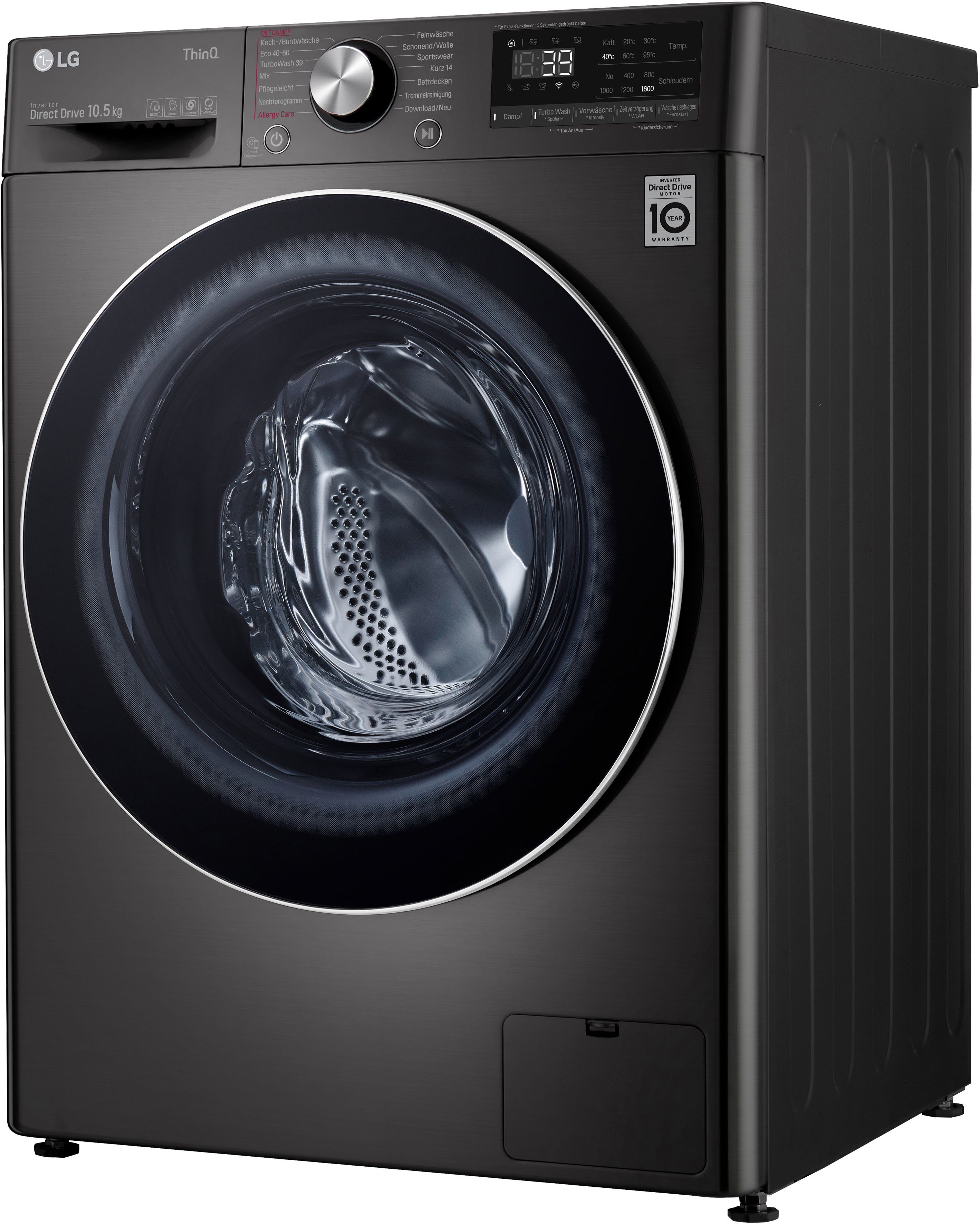 LG Waschmaschine F6WV710P2S, 10,5 kg, 1600 U/min, TurboWash® - Waschen in nur 39 Minuten – Bild 2 von 5