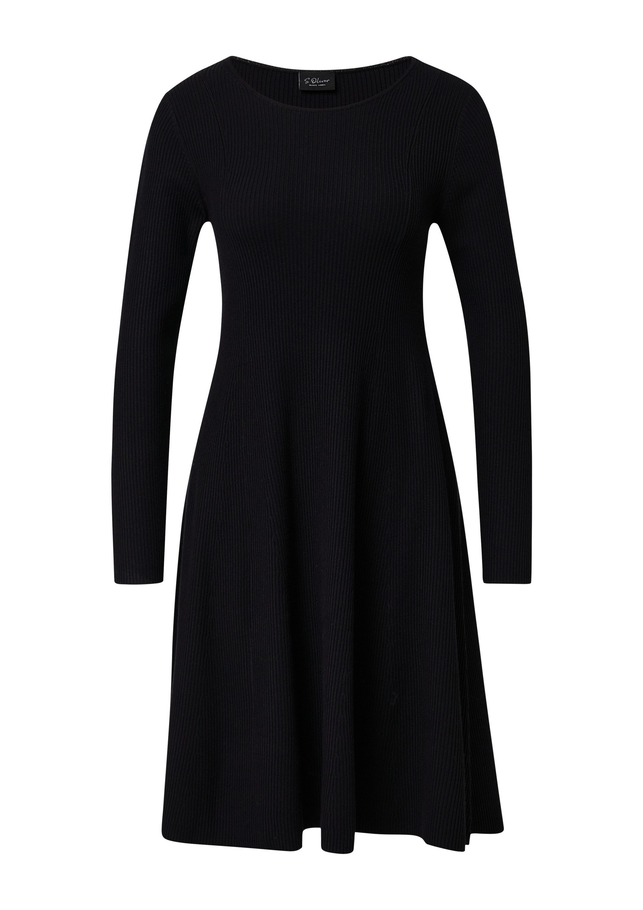 s.Oliver Midikleid Kleid Ausgestelltes Feinstrick-Kleid mit Rippstruktur