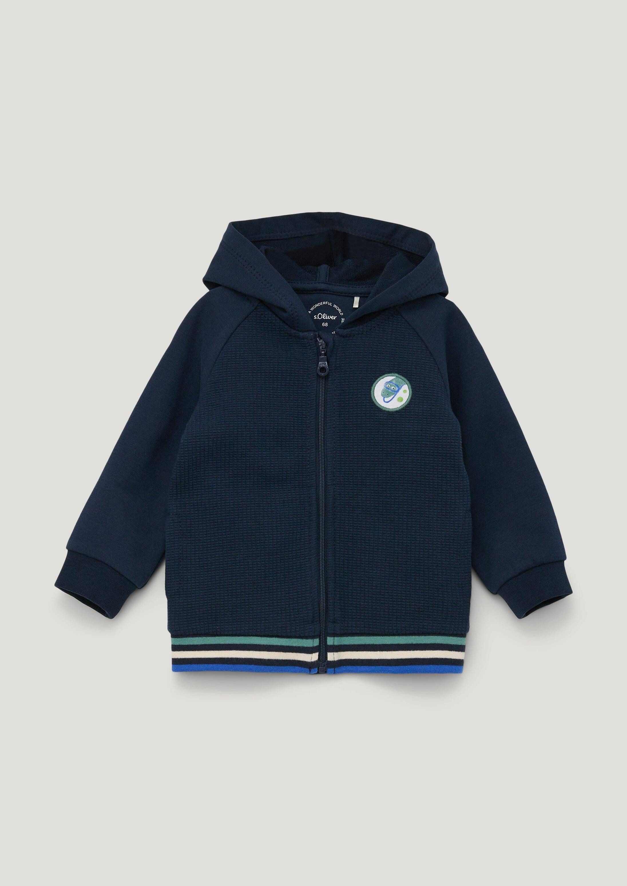 s.Oliver Sweatjacke Sweatshirt Jacke Kapuzenjacke mit Dino-Zacken