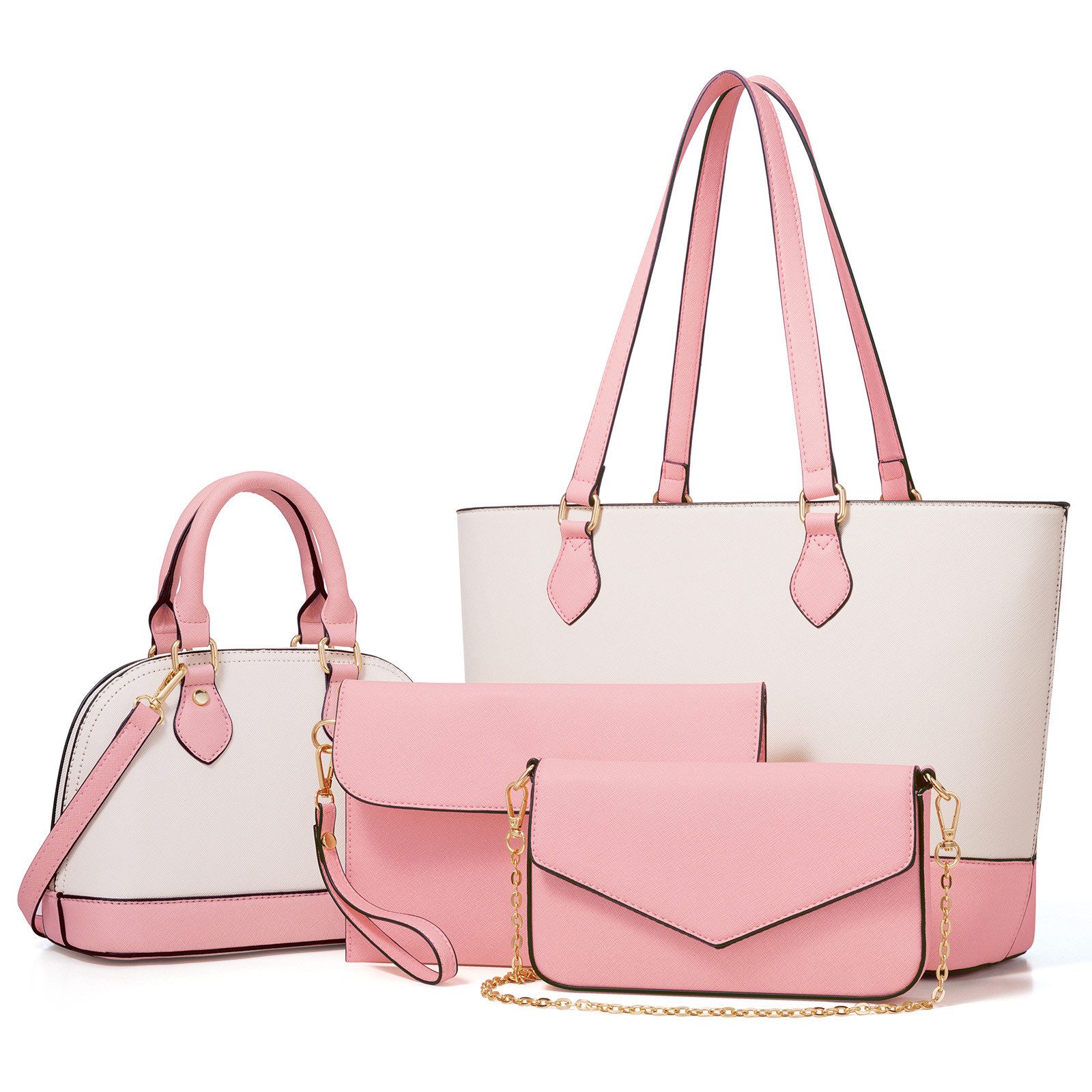 OKWISH Henkeltasche Umhängetasche Handtasche Tragetasche Aktentasche Tasche (Schultertasche Arbeitstasche Messenger-Tasche Top Griff Schultergurt, 4-tlg., Bürotasche, Ledertasche, Unitasche, Freizeittasche), für Frau Frauen Jungen Freizeit Business Schule Büro Reisen usw