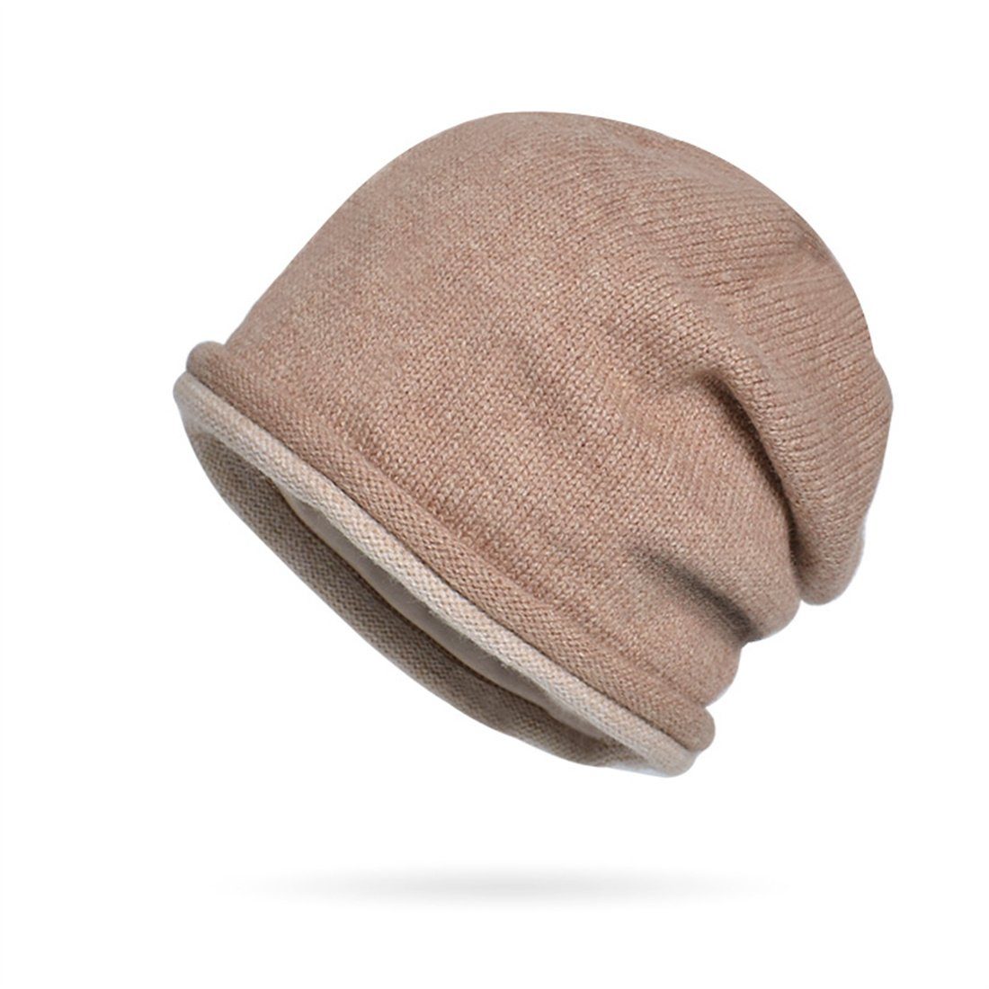 Strickmütze Braun Unisex warme Winter Mütze Kopfmütze,gestapelte DÖRÖY Strickmütze,Ohrenschutz