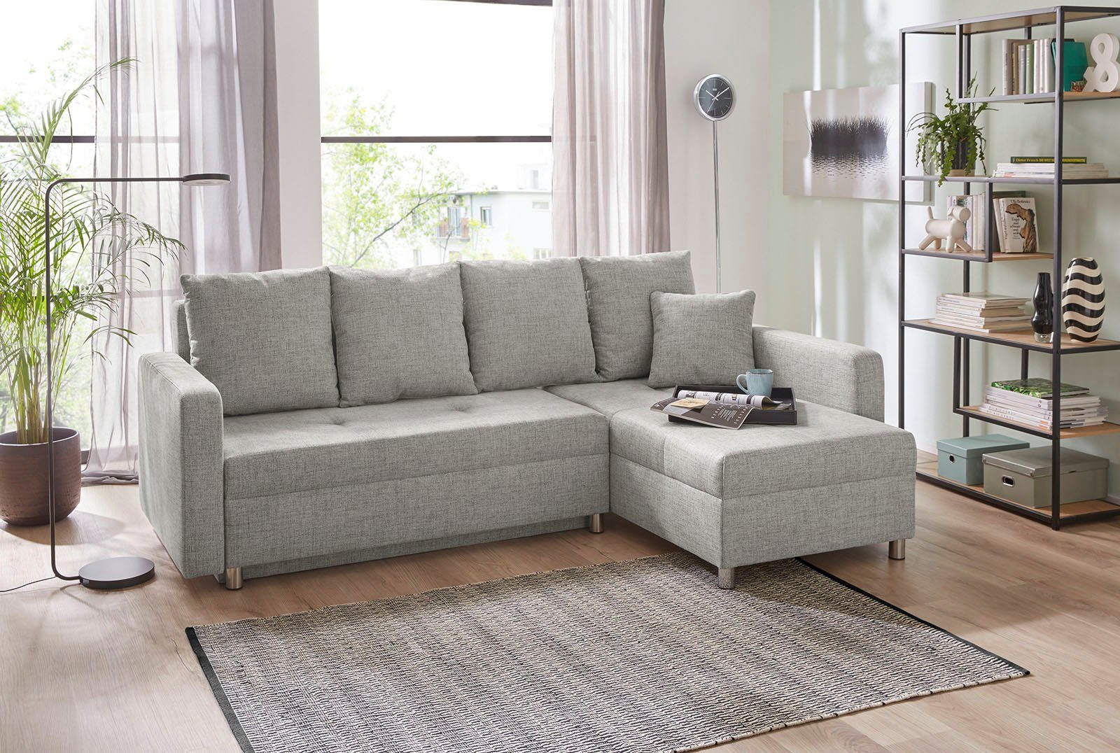 Jockenhöfer Gruppe Ecksofa Kappeln L-Form, B: 228 cm, mit Schlaffunktion, Bettkasten & Zierkissen
