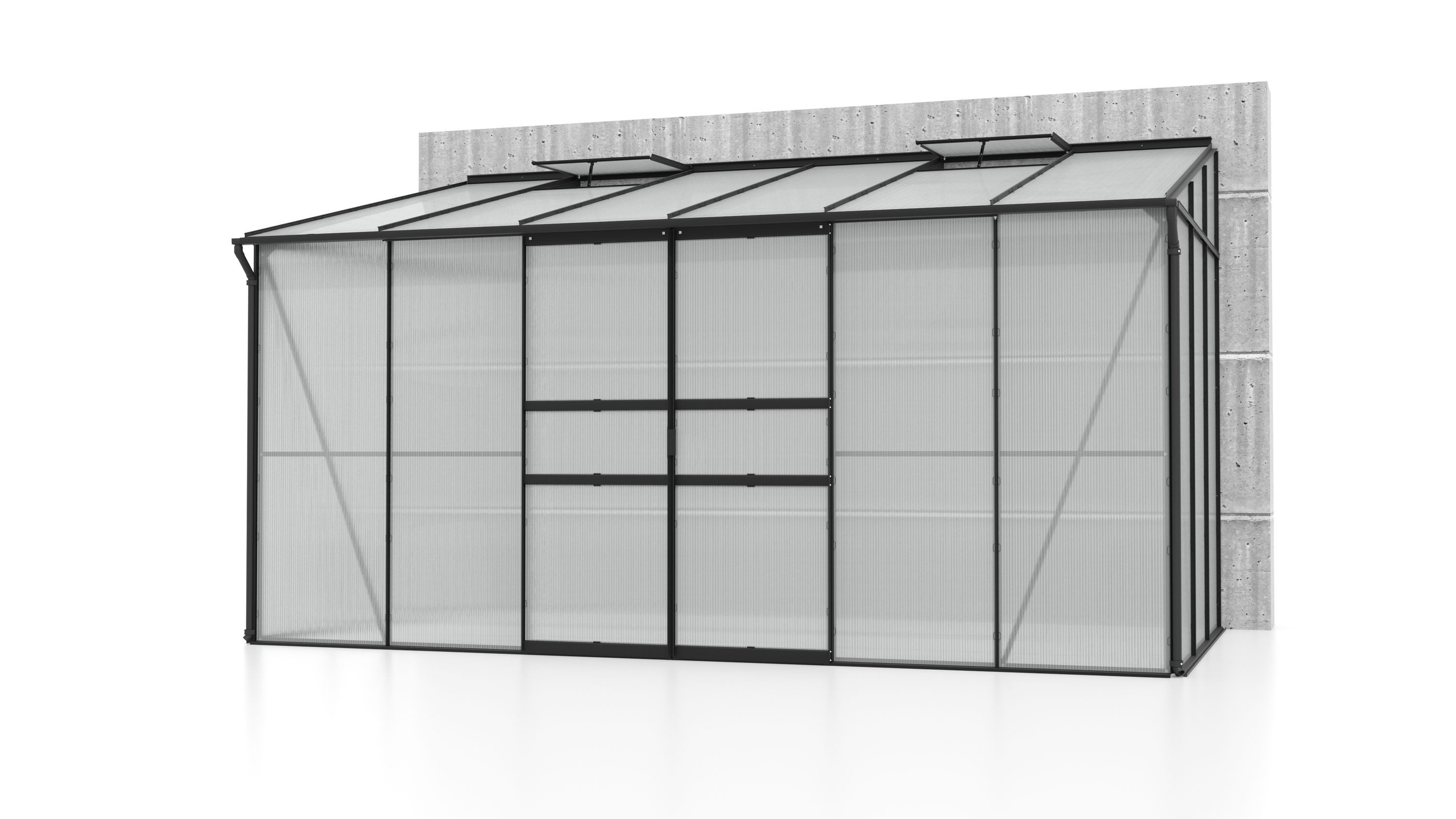 Gewächshaus Ida 7800 HKP 4mm Schwarz Alumit 2 Fenster