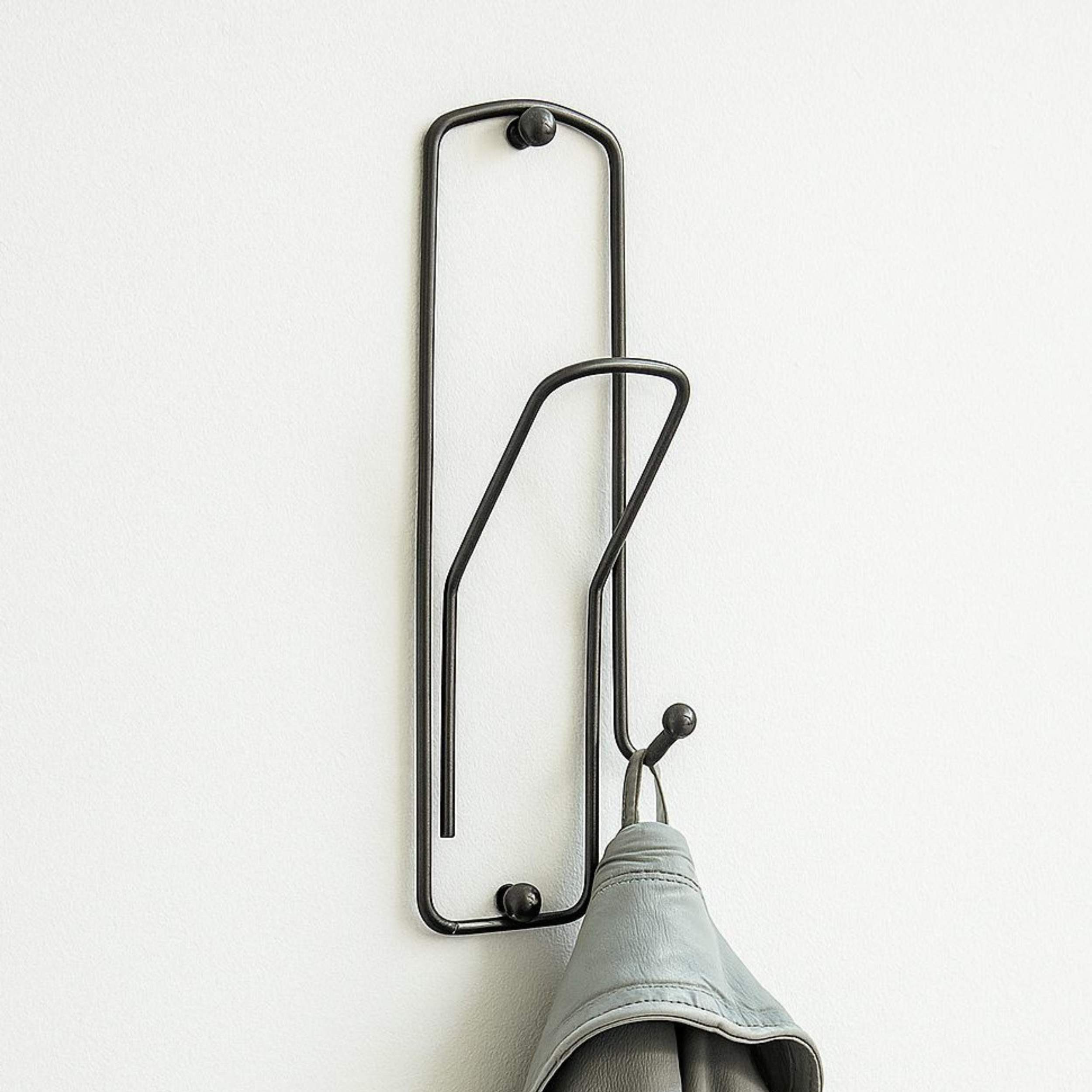 DanDiBo Kleiderhaken Wandhaken Garderobe Garderobenhaken Anthrazit Büroklammer 32 cm Metall