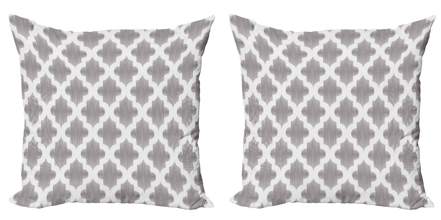 Kissenbezüge Doppelseitiger Stück), Accent Digitaldruck, Weiß Modern Damast Grau und Abakuhaus (2 geometrische