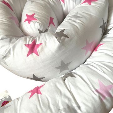 Bettrolle Babybett Nestchen Schlange, Wickeltischumrandung BiG Stars rosa, Babymajawelt, Lagerungshilfe im Schlaf, Sitzen, Liegen oder Entspannen. Made in EU