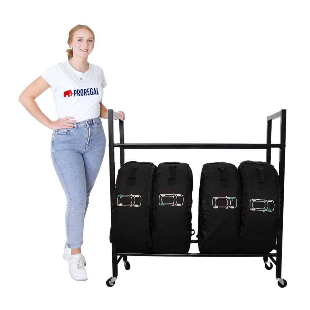 PROREGAL® Schwerlastregal Reifenregal Räderregal Garagenregal CARRERO für 4-8 Reifen Schwarz, Reifenschonnende Lagerung Winterregien Sommerreifen Allwetterreife – Bild 3 von 5