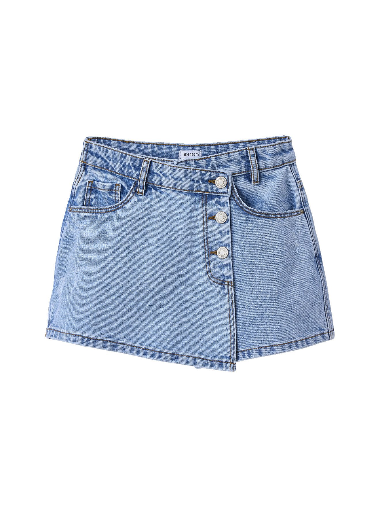 jonen Minirock Asymmetrischer Mädchen Jeans-Skort