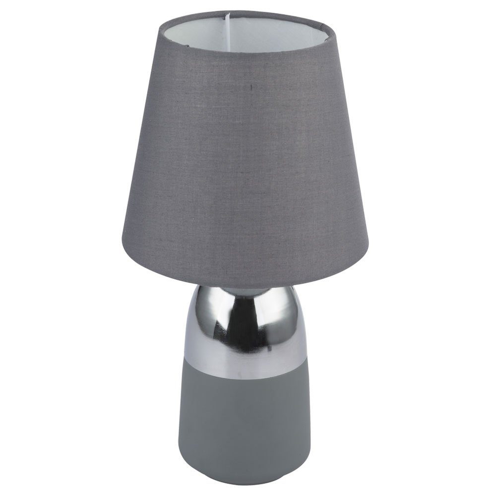 Design Textil Schreibtischlampe, Tisch Wohn Schlaf Touch etc-shop chrom grau Leuchten Zimmer Schalter Nacht -